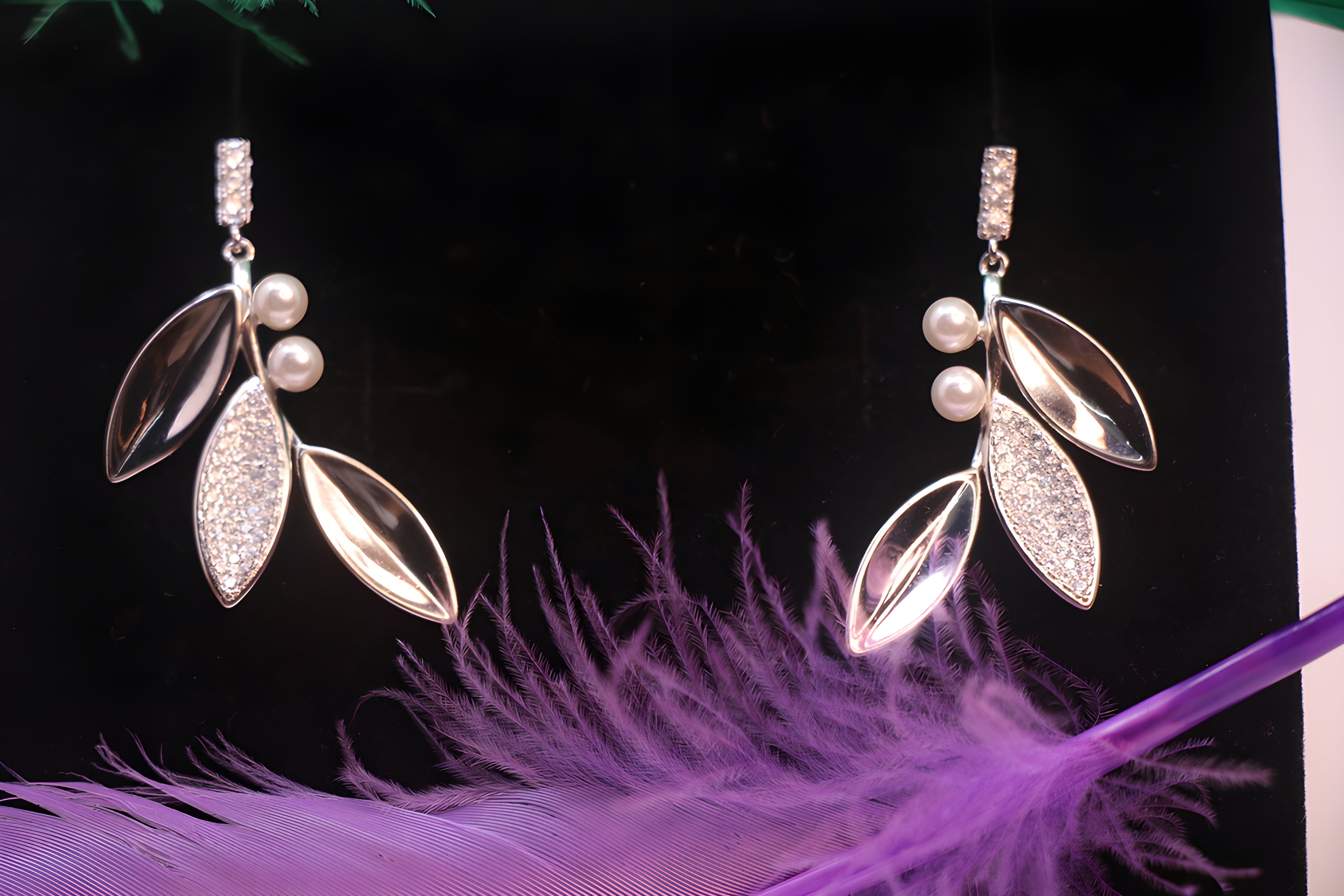 Whispering Willow Sterling Silver Leaf Earrings