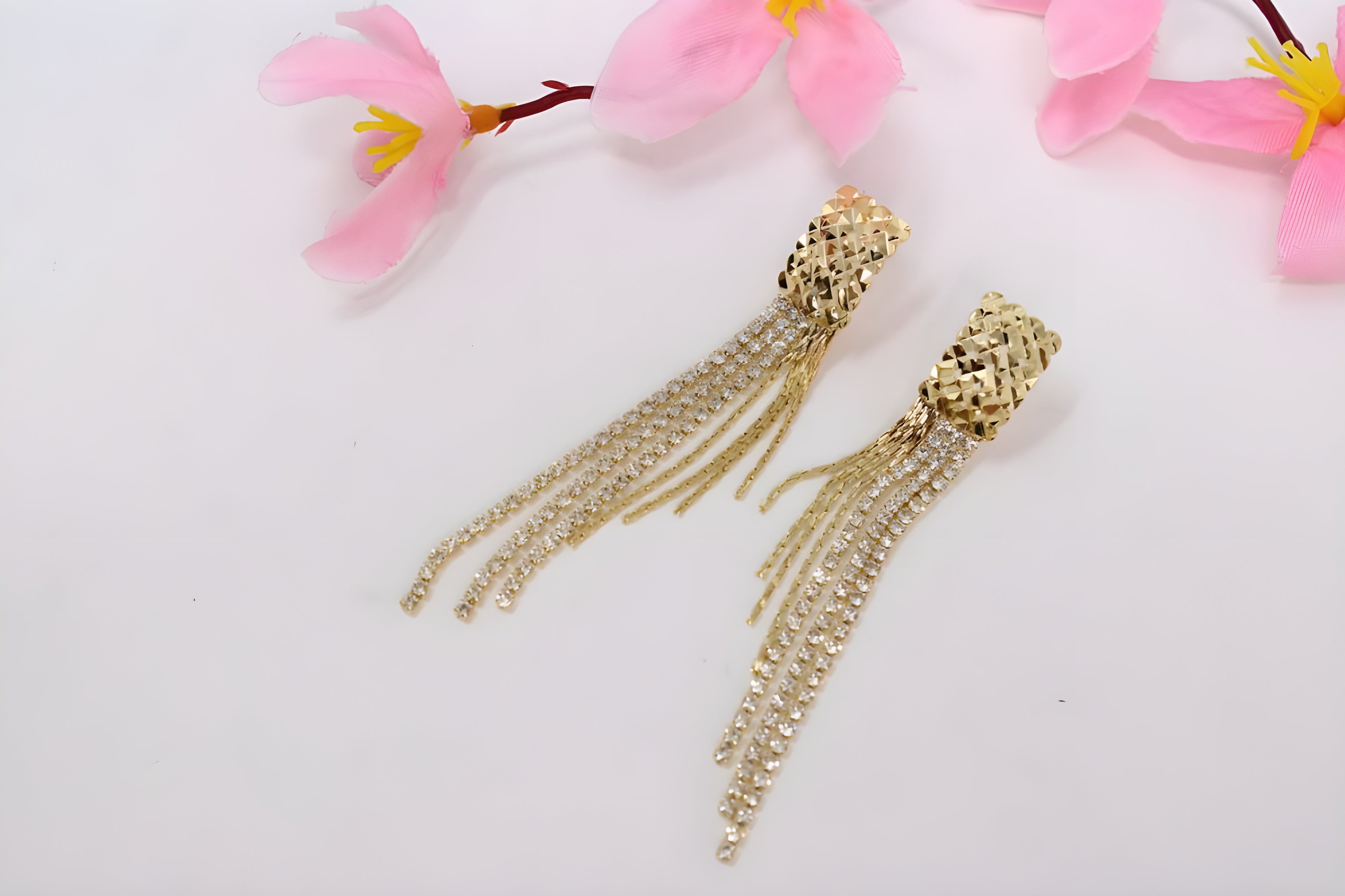 Golden Glamour Diamond Tassel Earrings