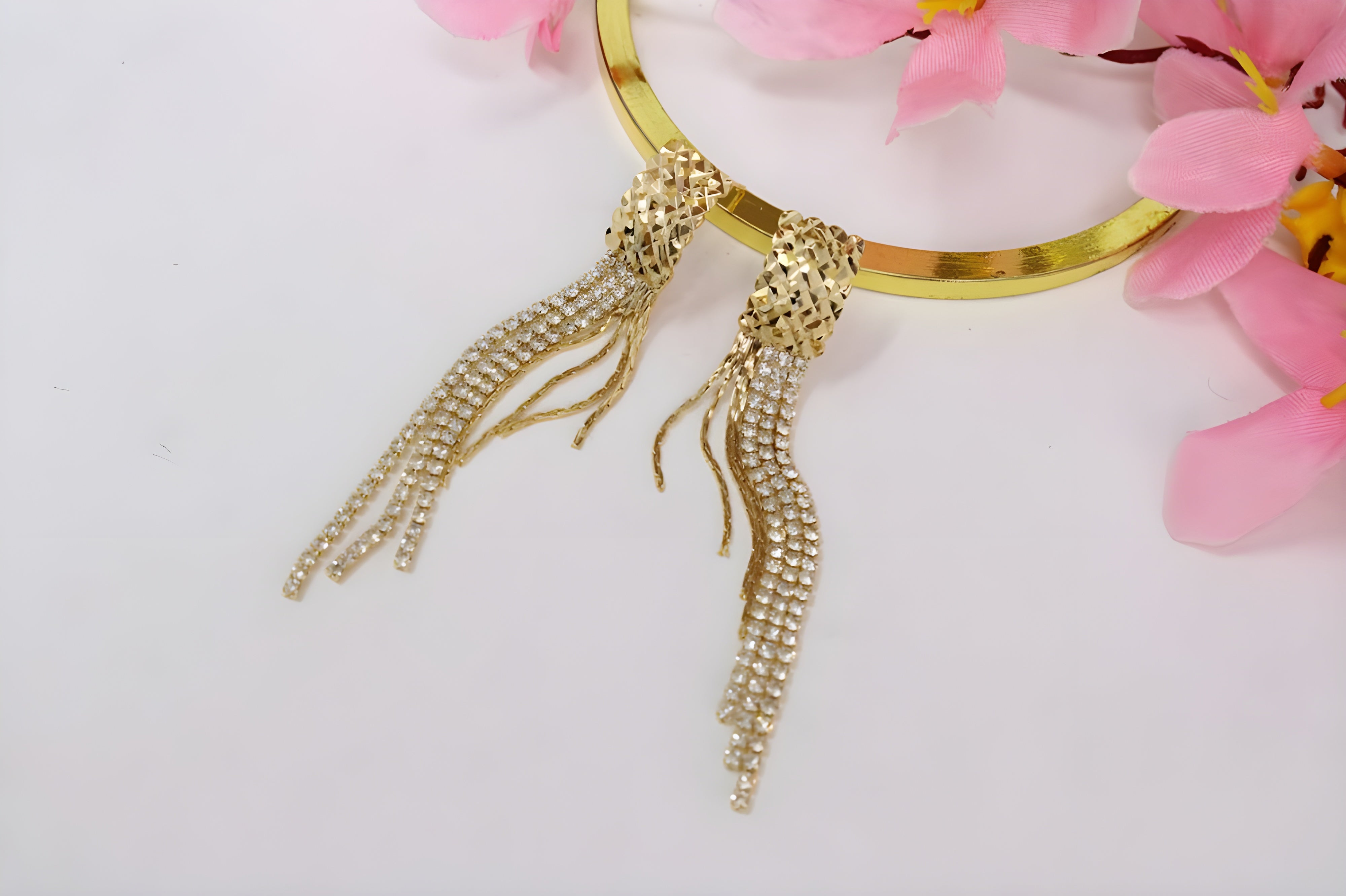 Golden Glamour Diamond Tassel Earrings