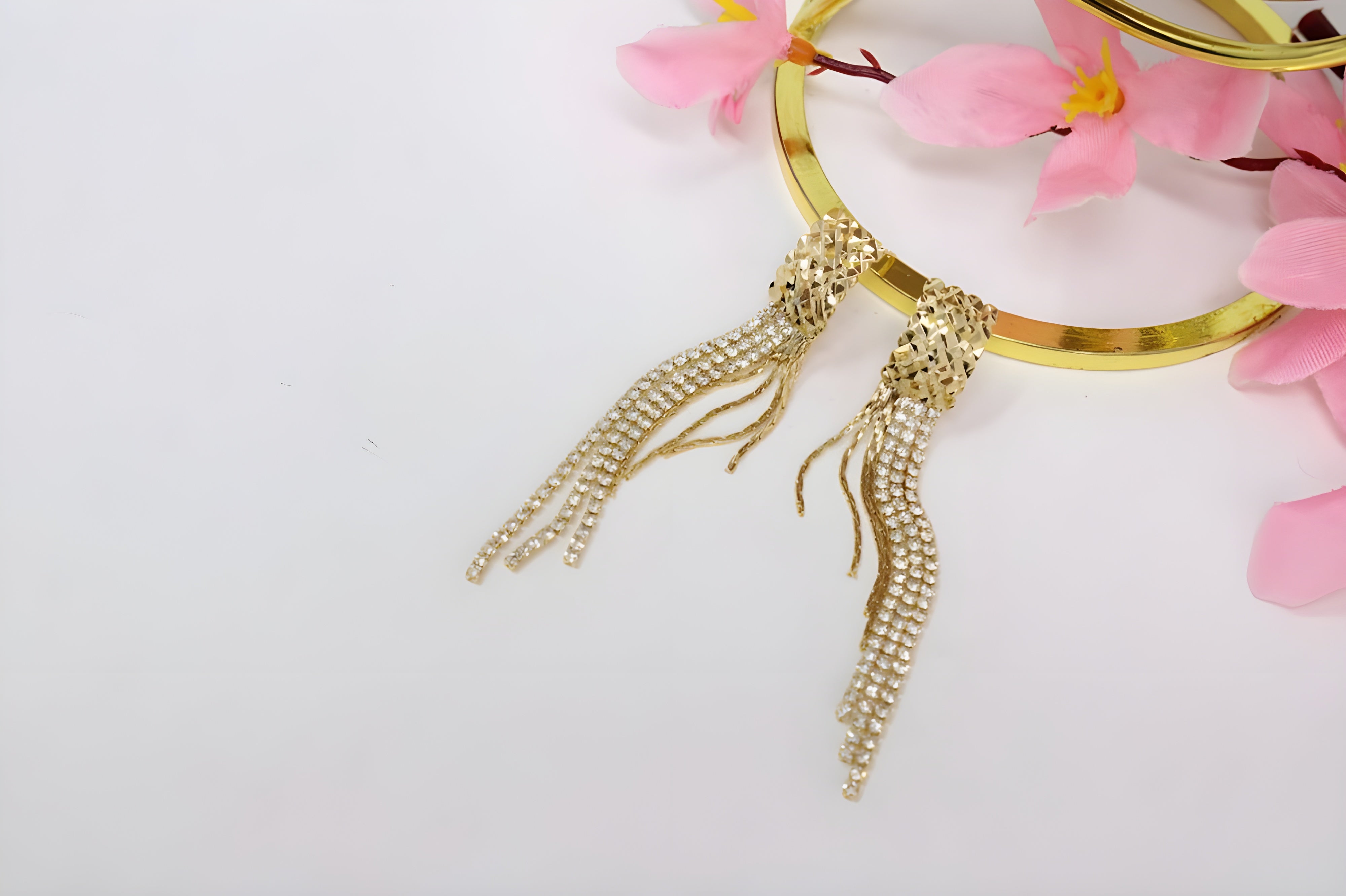 Golden Glamour Diamond Tassel Earrings