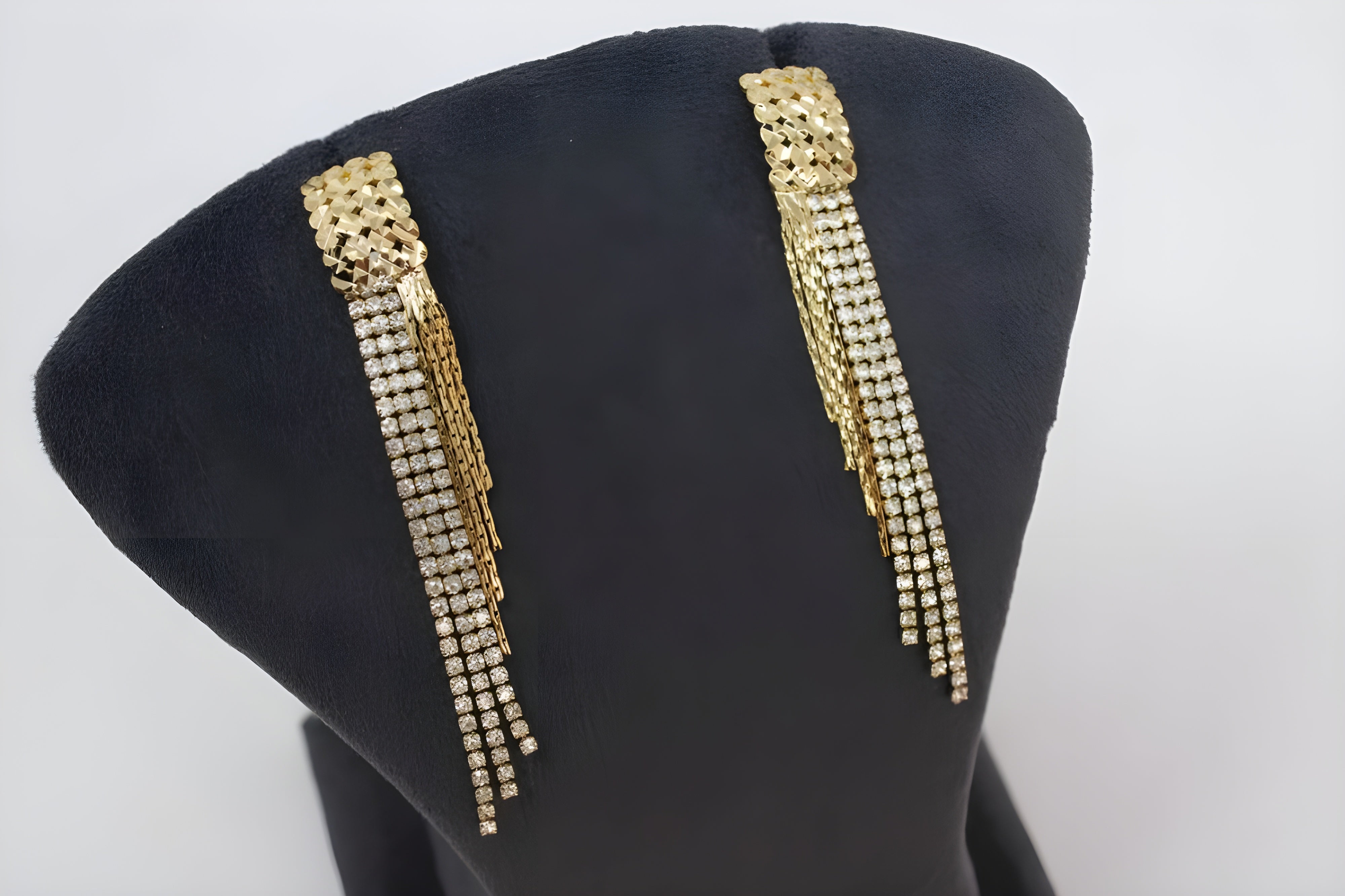 Golden Glamour Diamond Tassel Earrings