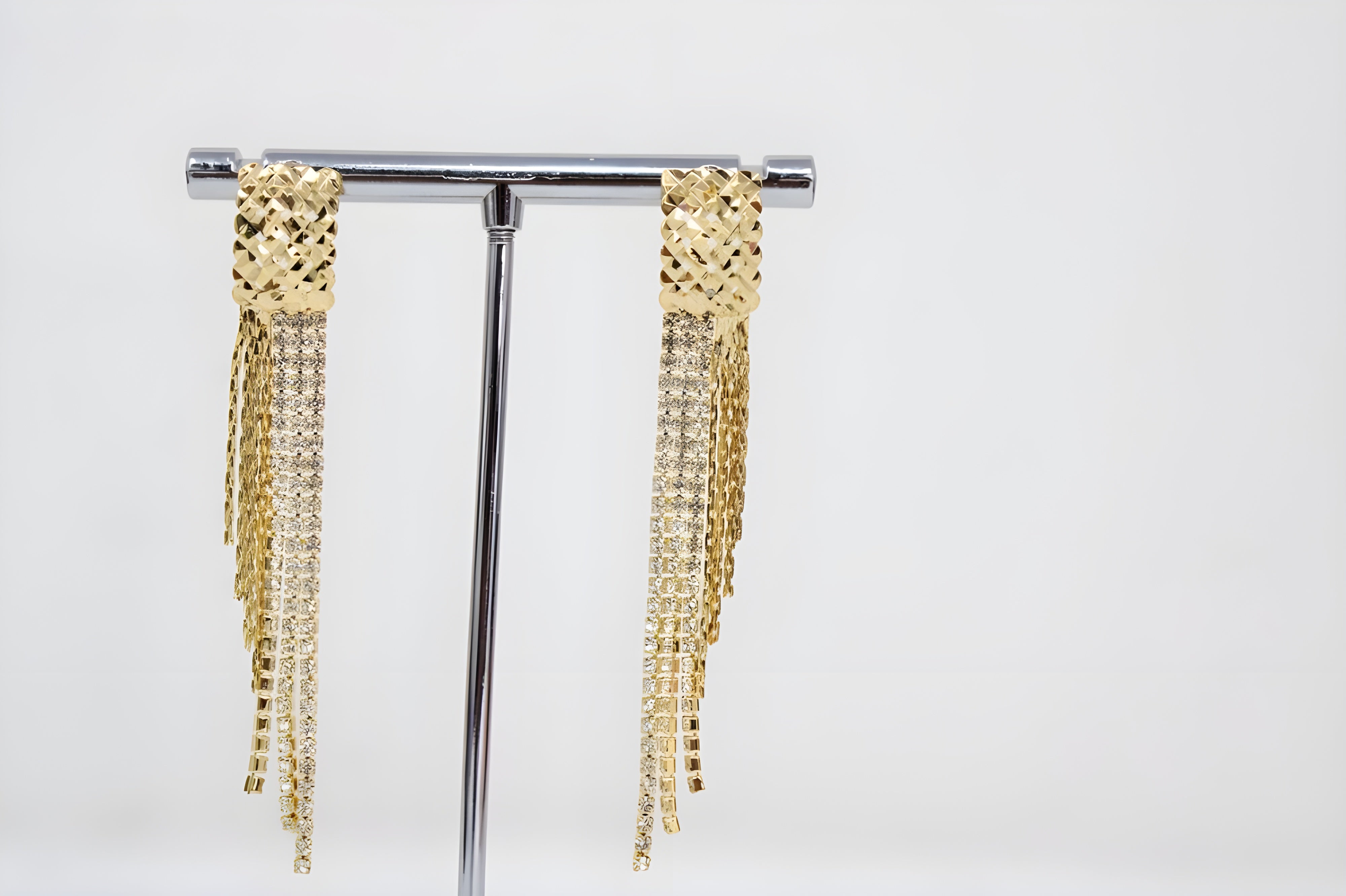 Golden Glamour Diamond Tassel Earrings