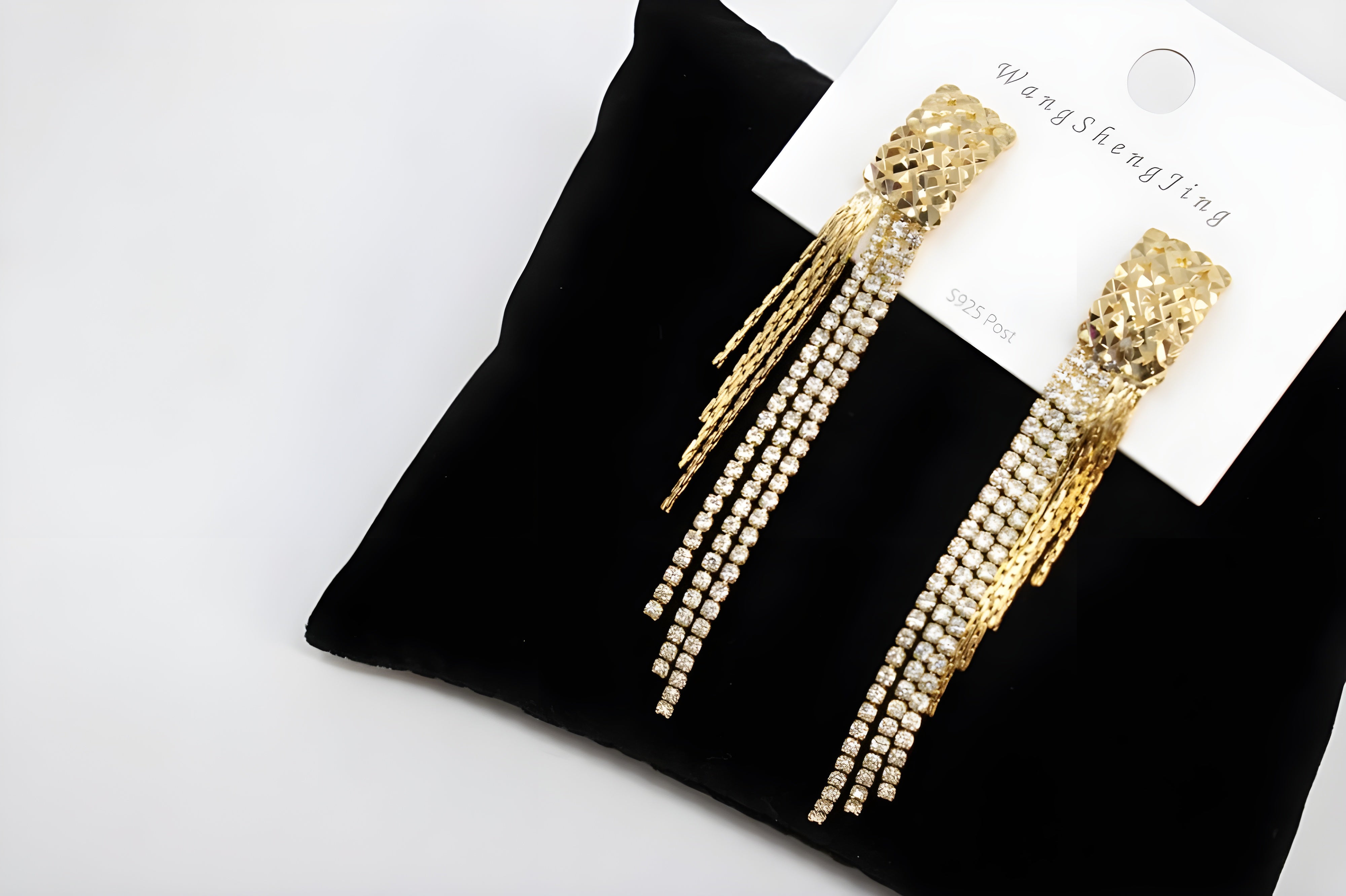 Golden Glamour Diamond Tassel Earrings