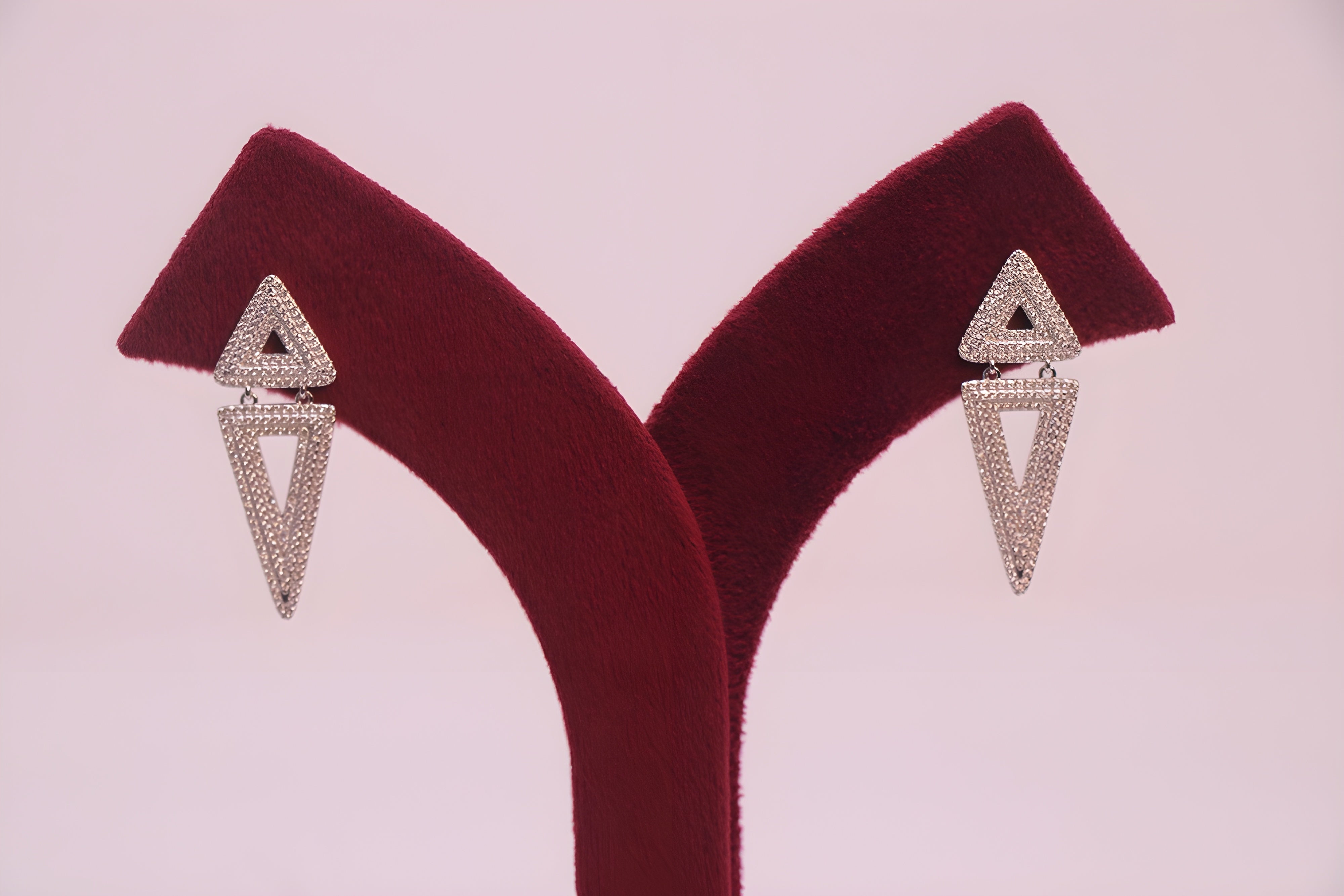 Silver Serenity VeeLux Premium Crystal Triangle Earrings