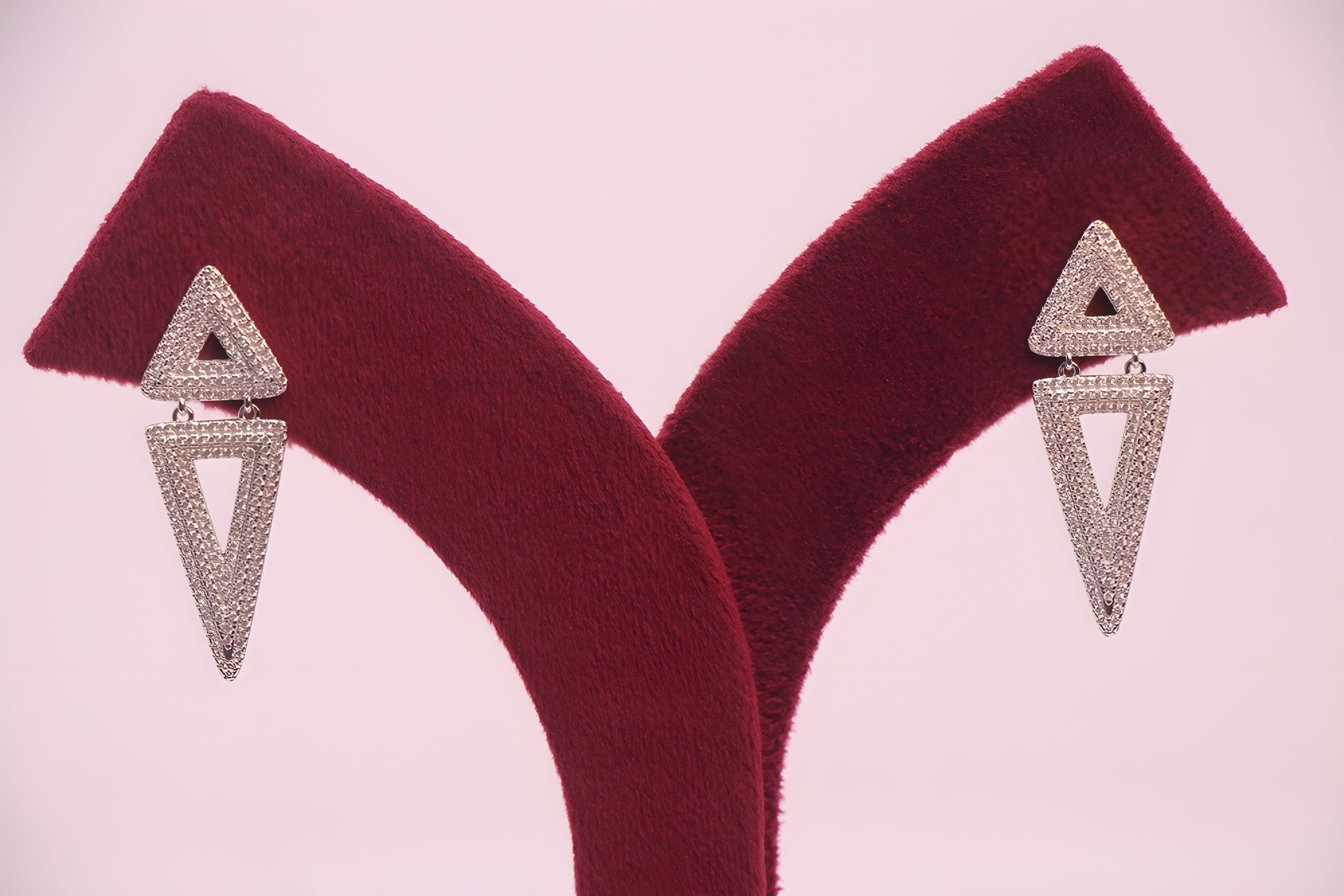 Silver Serenity VeeLux Premium Crystal Triangle Earrings