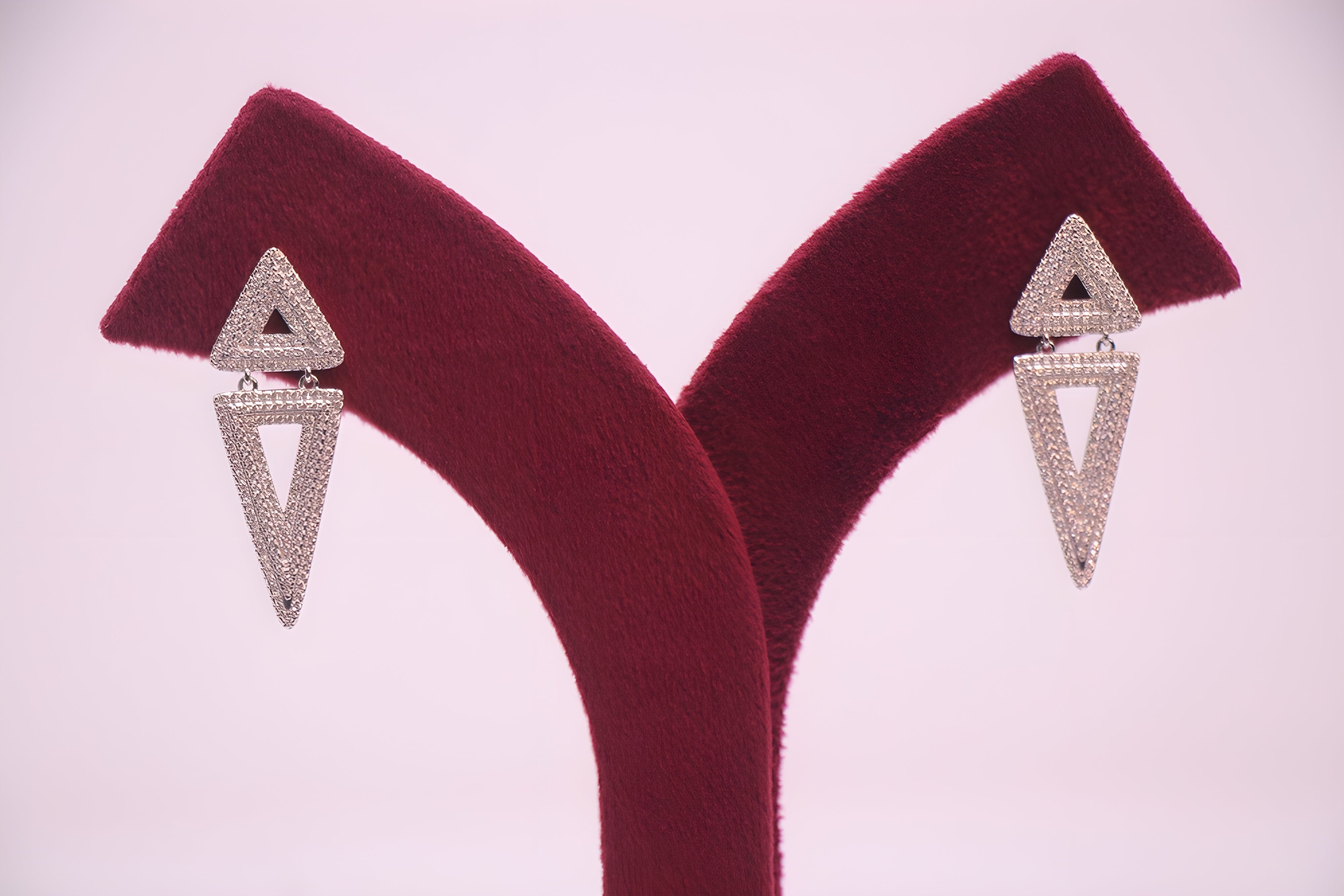 Silver Serenity VeeLux Premium Crystal Triangle Earrings