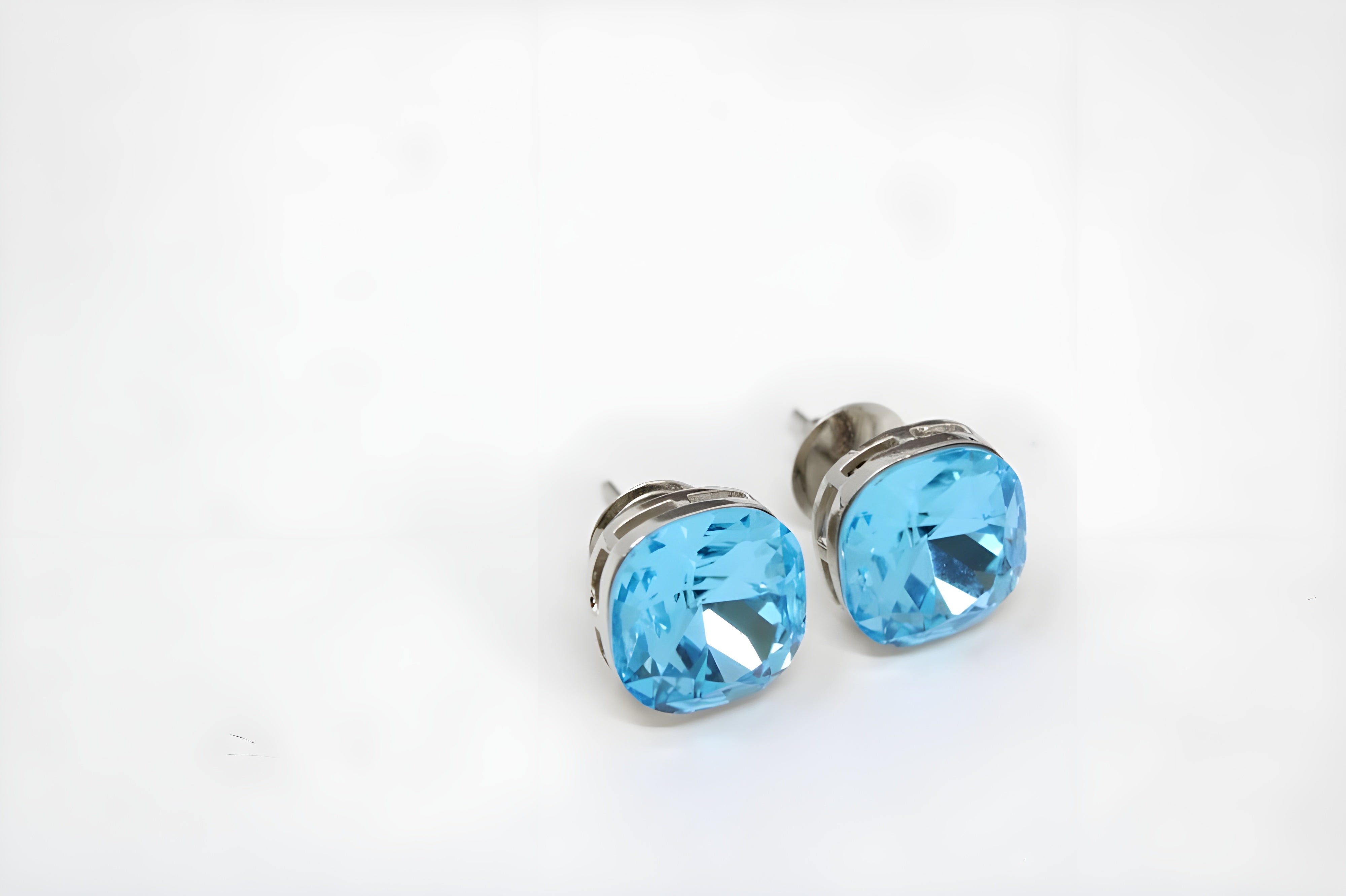 Cushion-Cut Crystal Stud Earrings