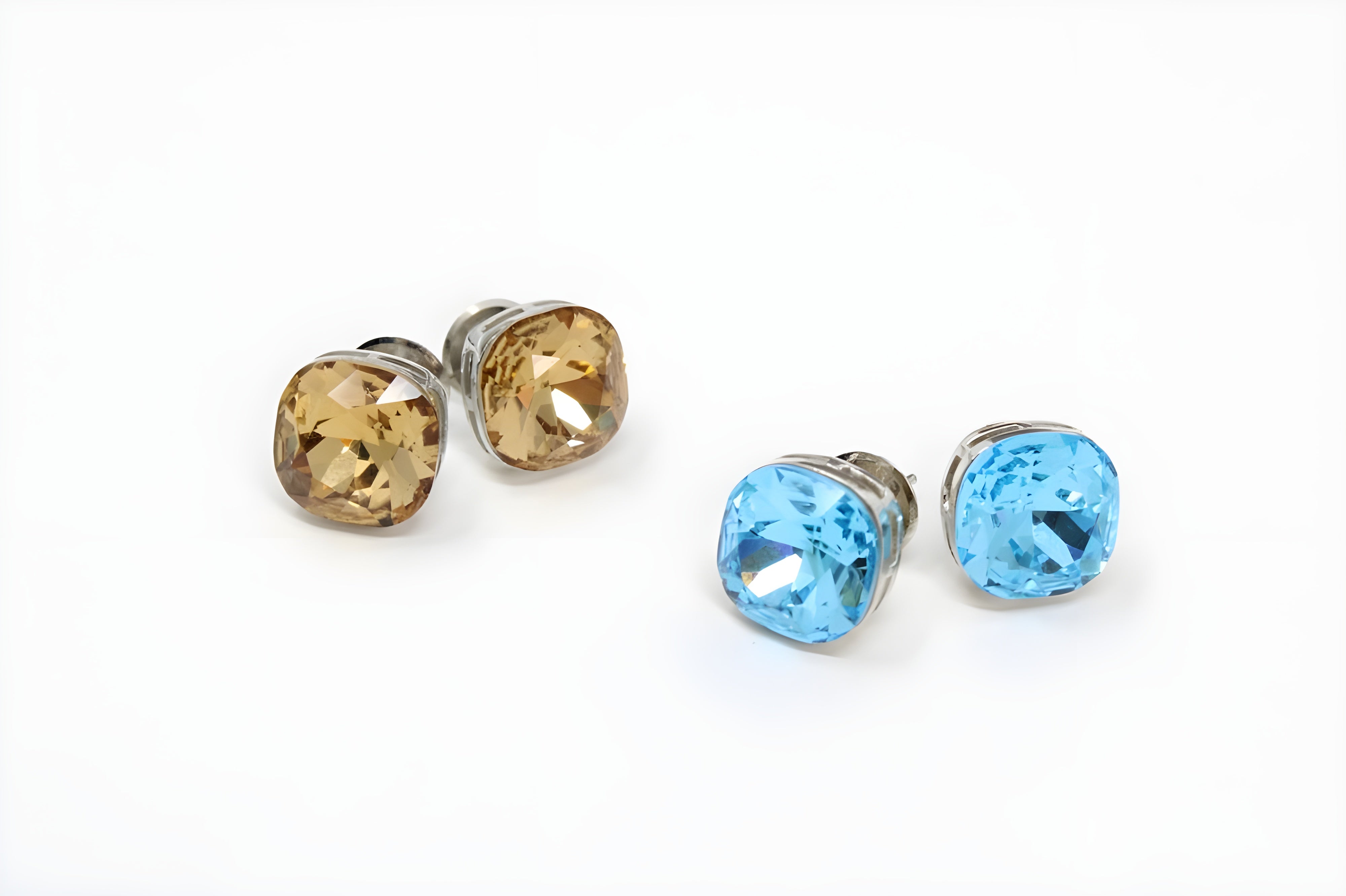 Cushion-Cut Crystal Stud Earrings