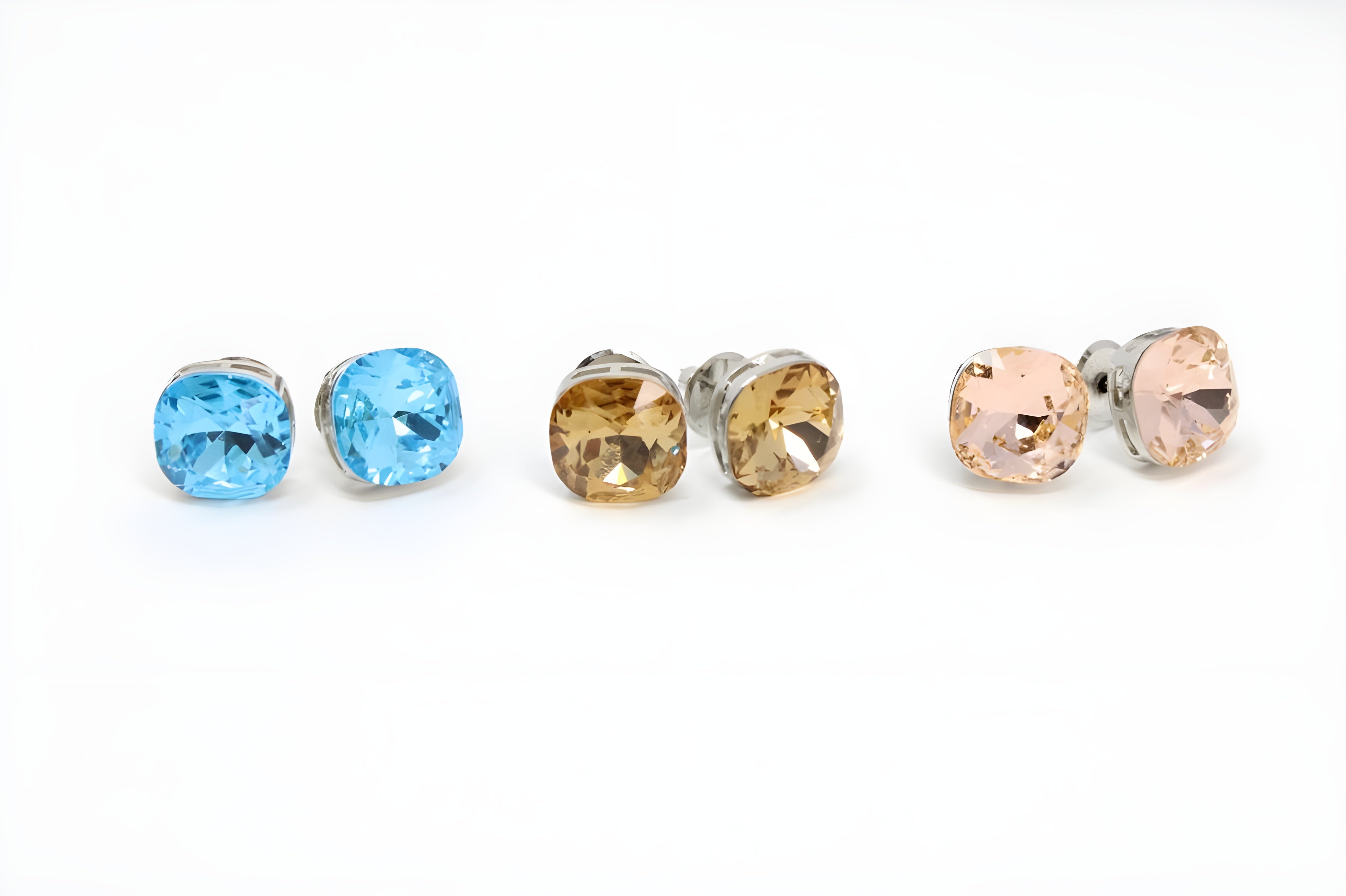 Cushion-Cut Crystal Stud Earrings