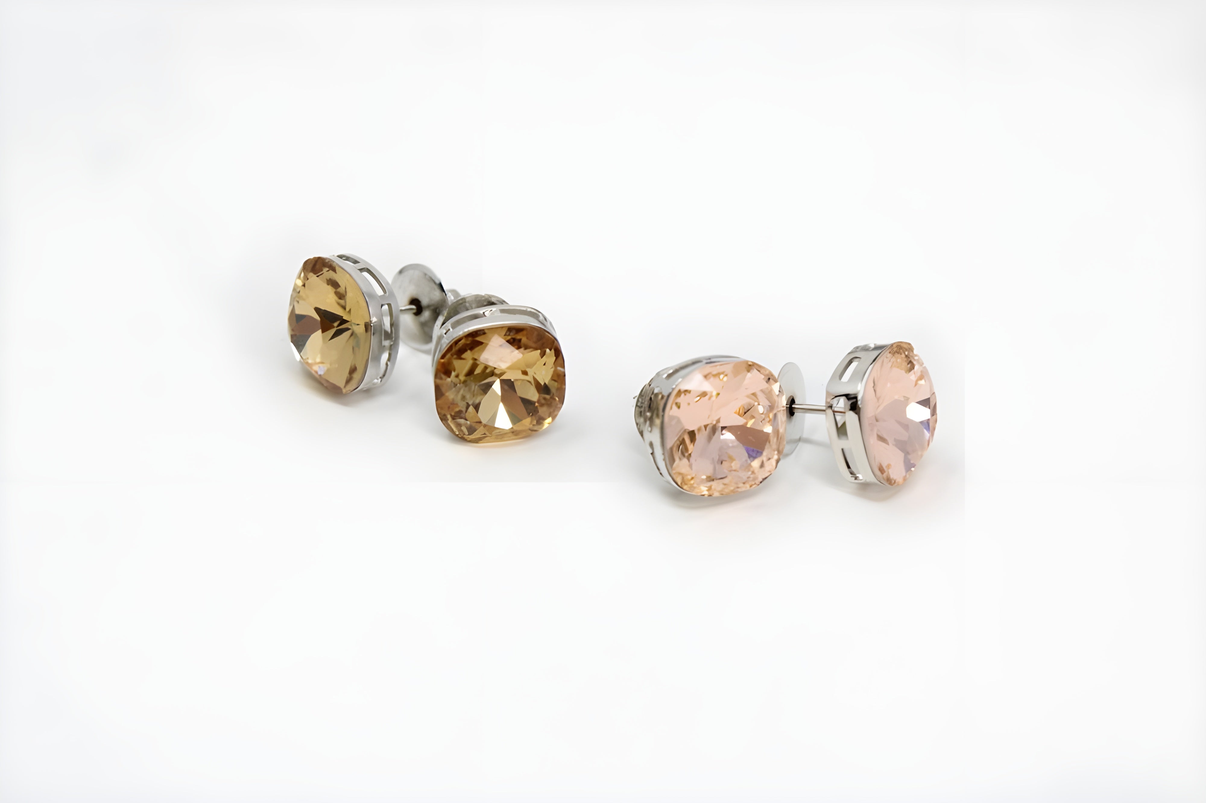 Cushion-Cut Crystal Stud Earrings