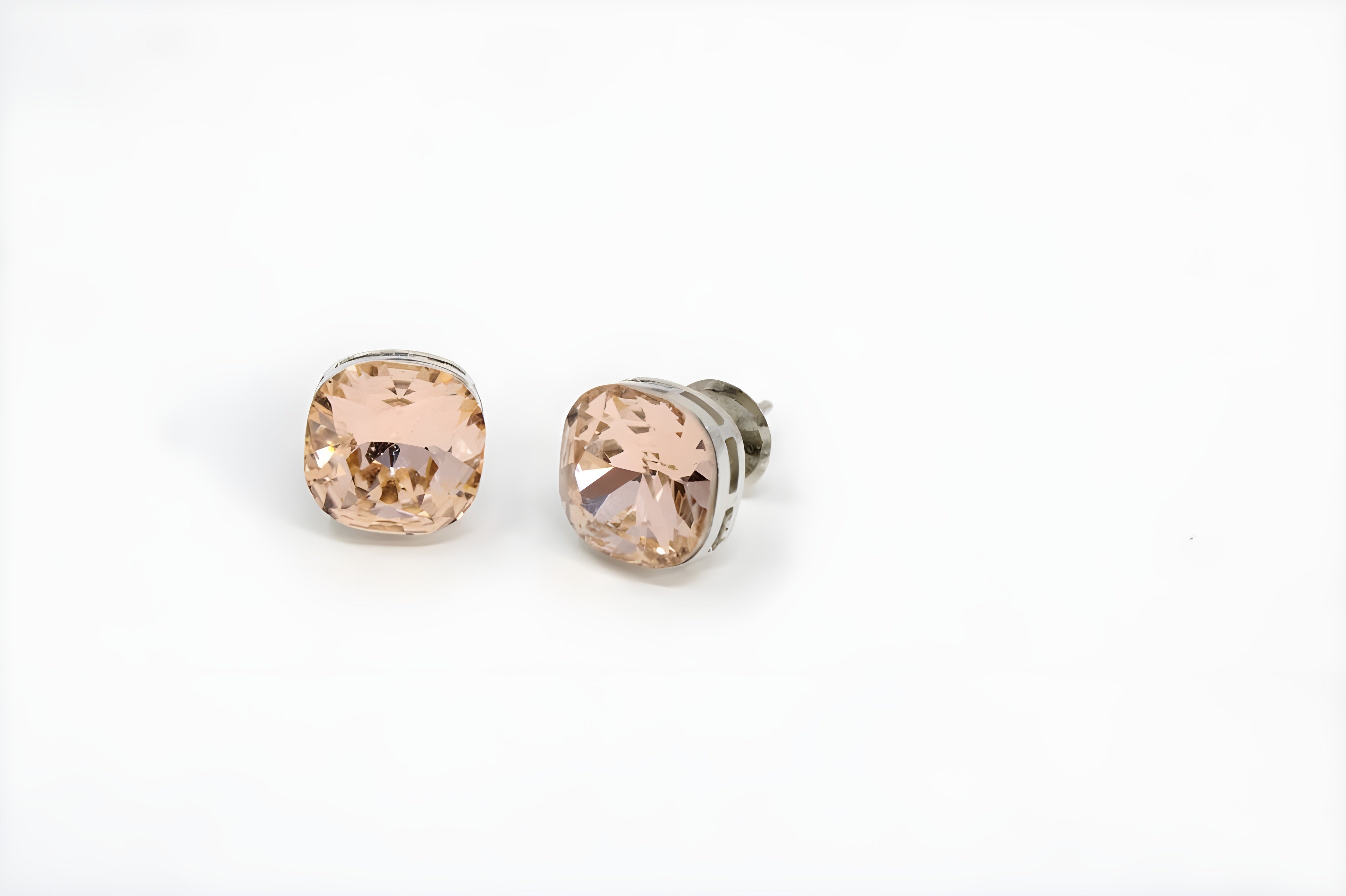 Cushion-Cut Crystal Stud Earrings