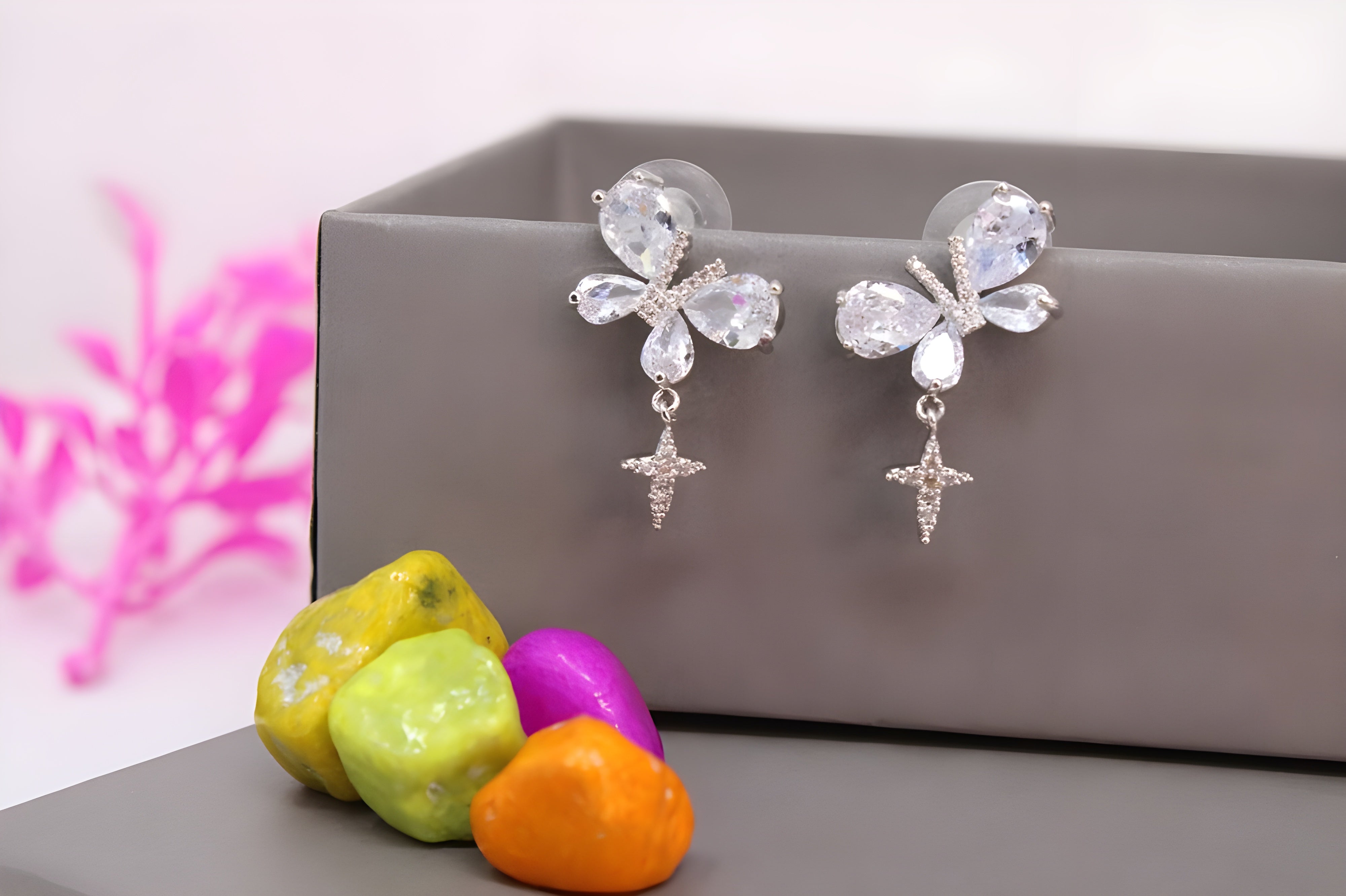 Celestial Whimsy: Butterfly & Star Gold Stud Earrings