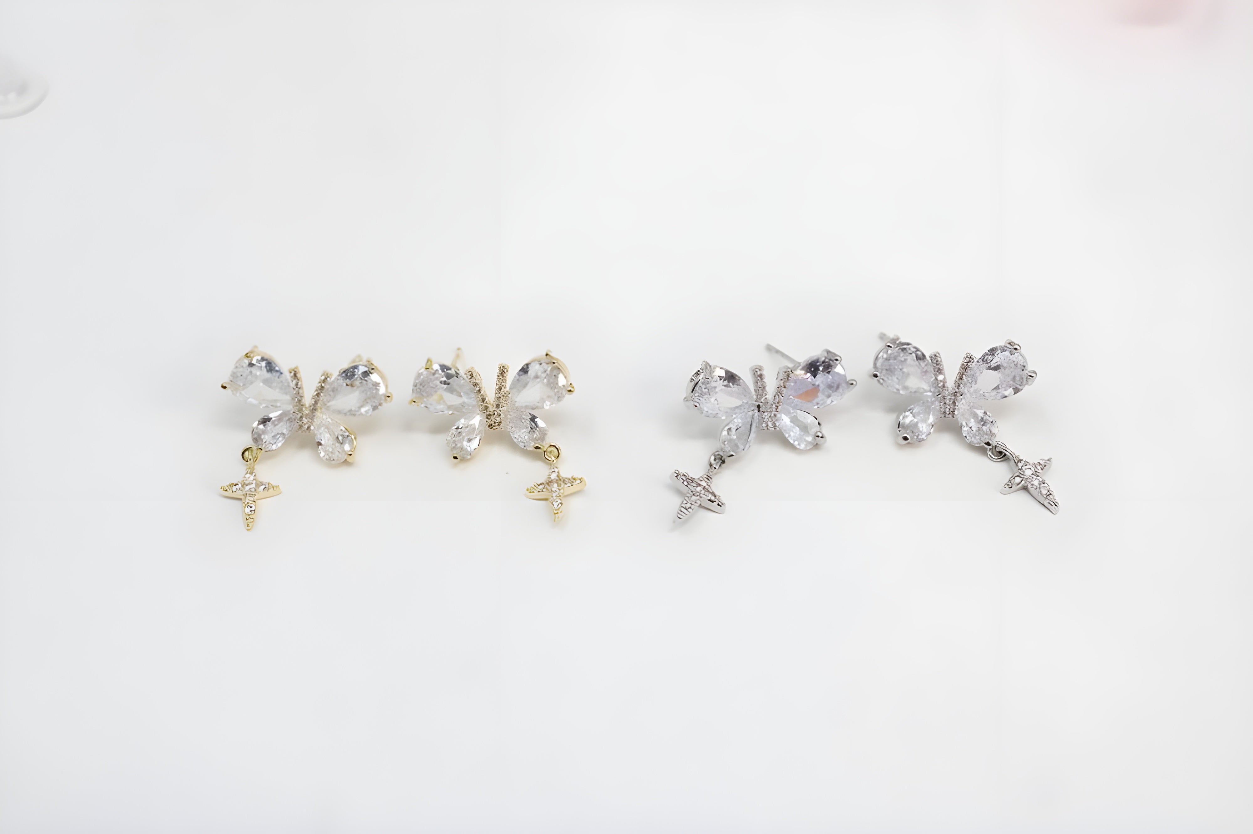 Celestial Whimsy: Butterfly & Star Gold Stud Earrings