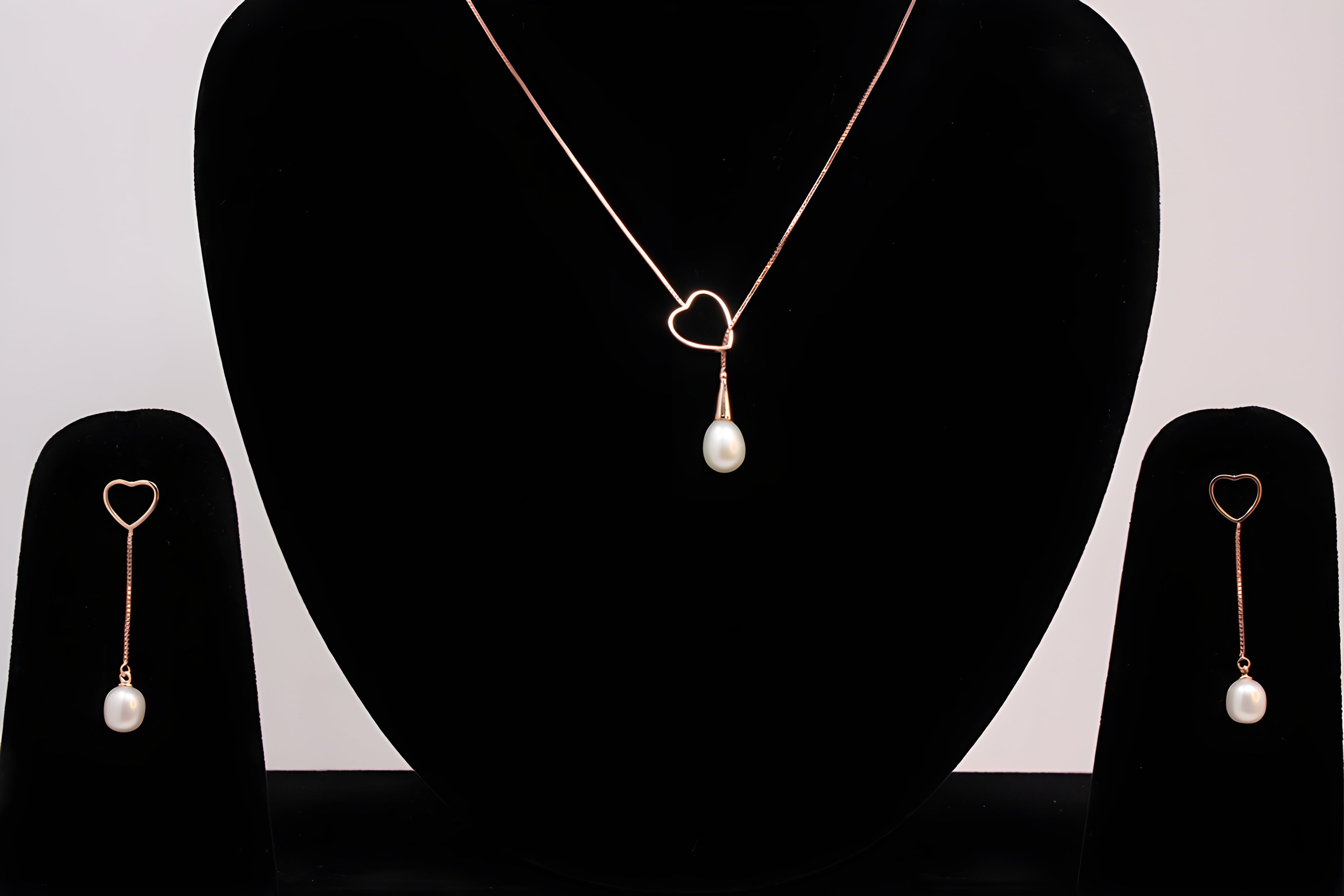 Golden Serenade Sterling Silver Pendant Set with Drop-Shaped Artificial Pearls