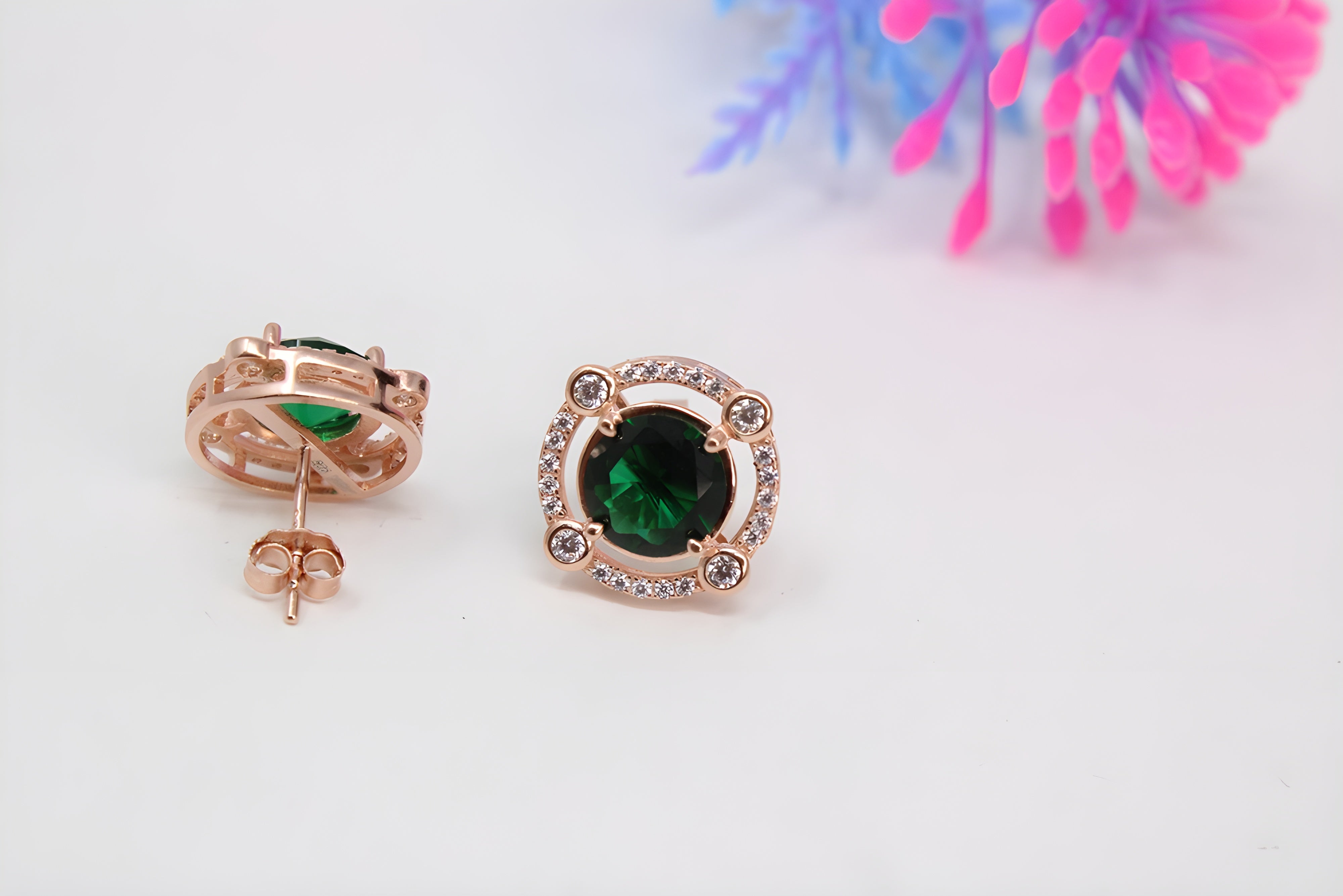 Emerald Elegance 92.5 Sterling Silver Earrings