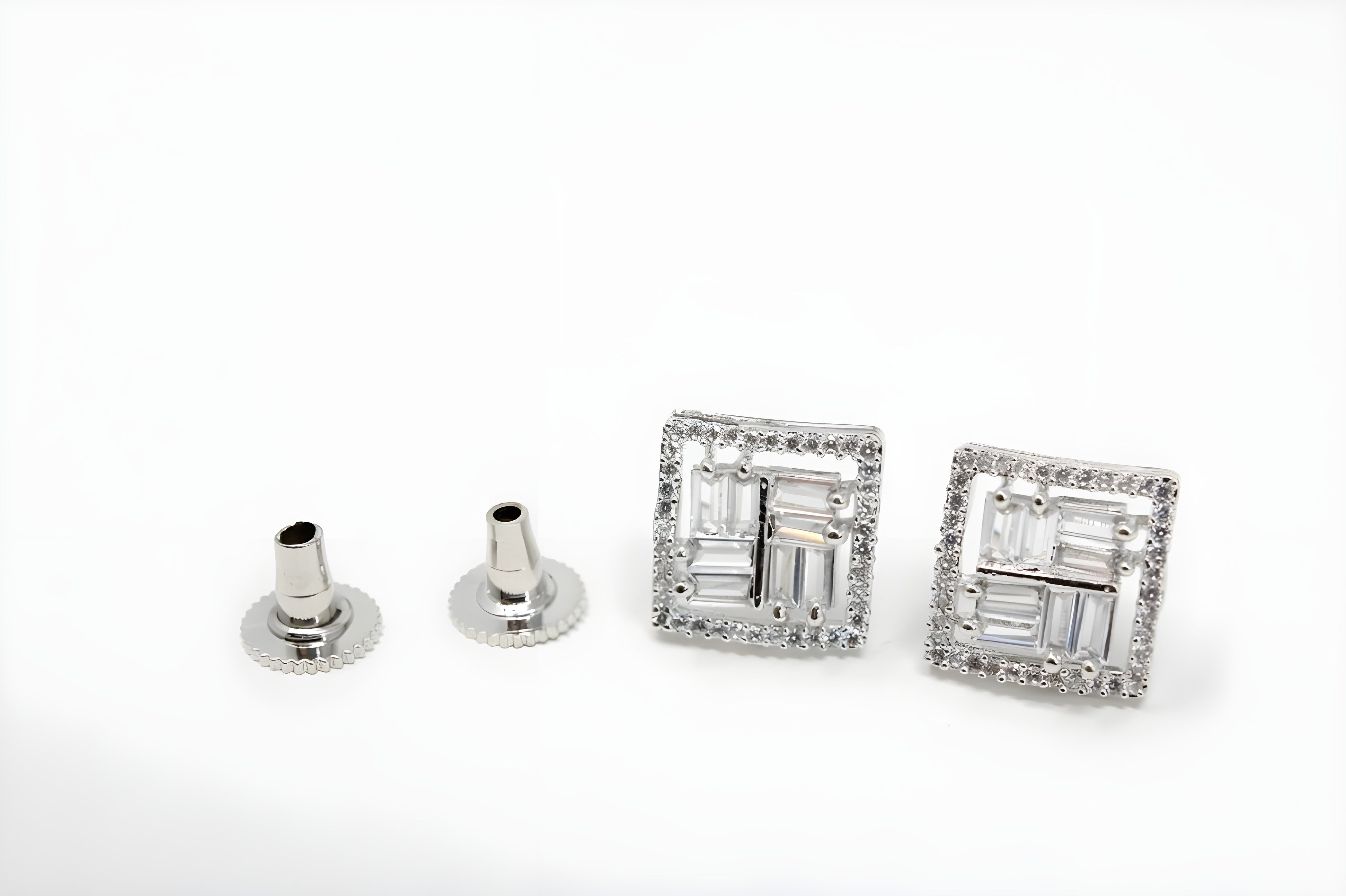 Brilliant Emerald Cut Diamond Stud Earrings