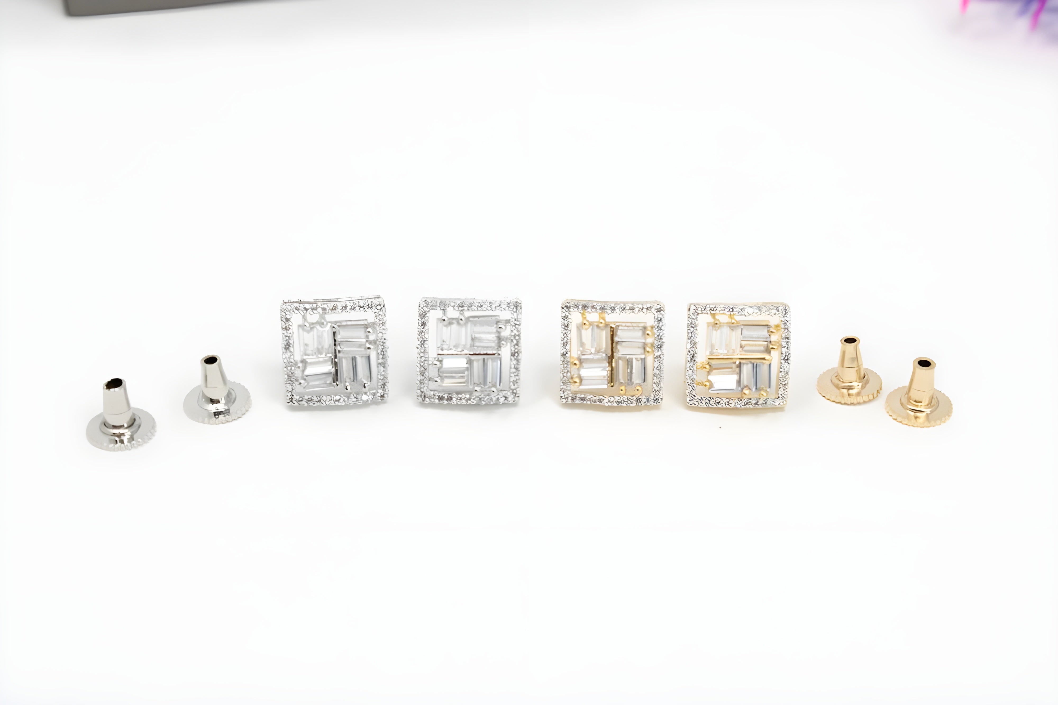 Brilliant Emerald Cut Diamond Stud Earrings