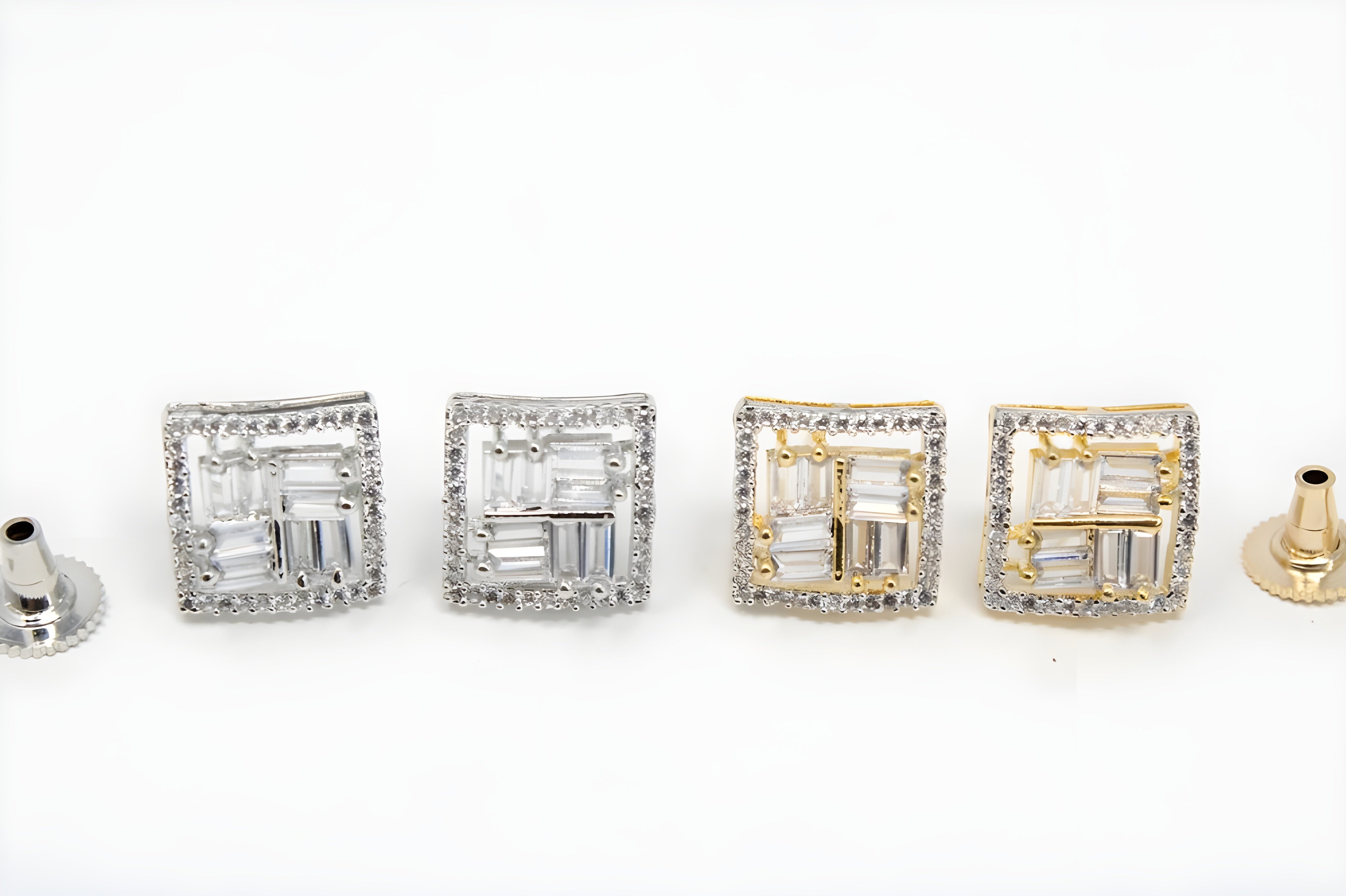 Brilliant Emerald Cut Diamond Stud Earrings