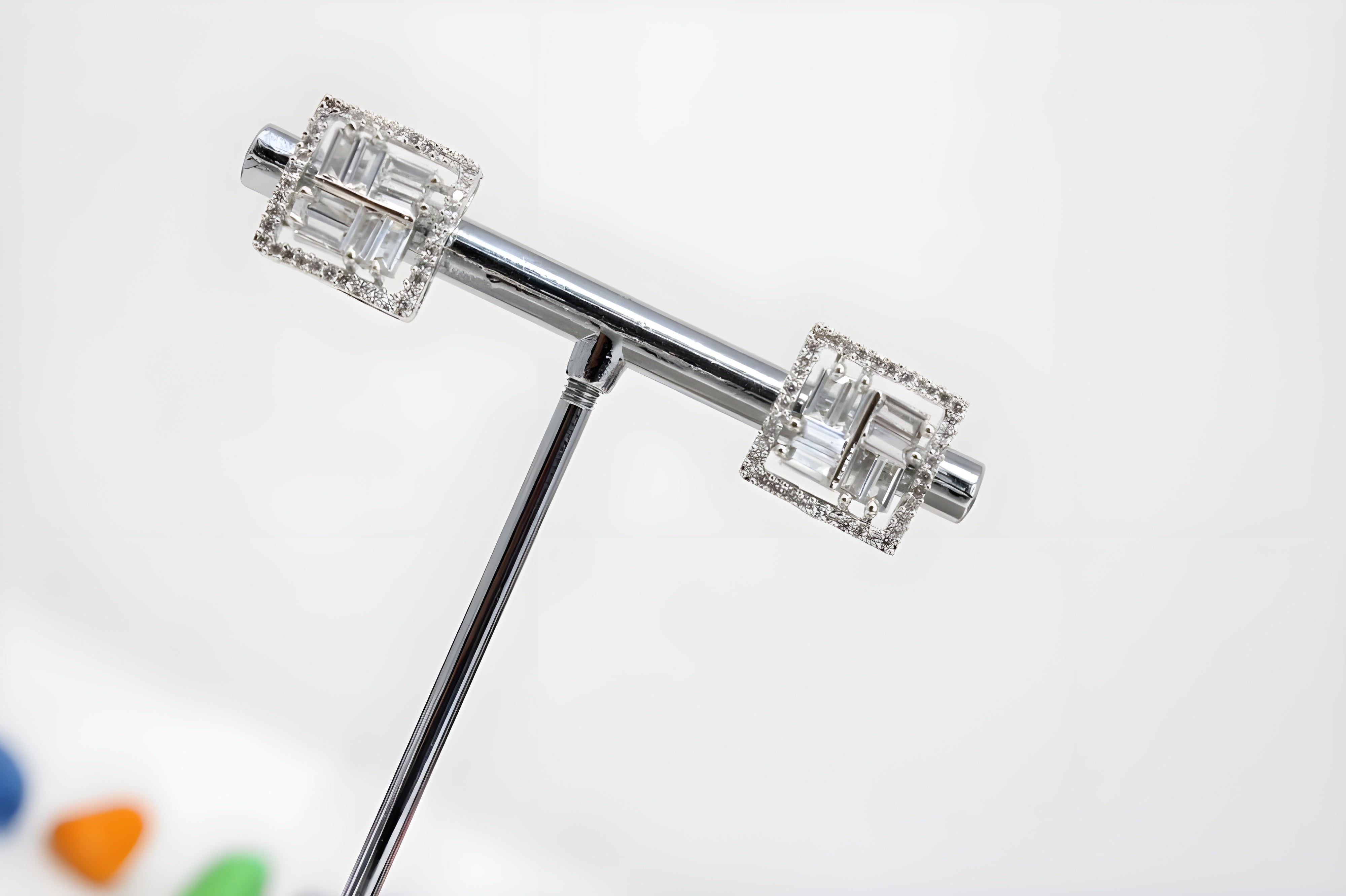 Brilliant Emerald Cut Diamond Stud Earrings