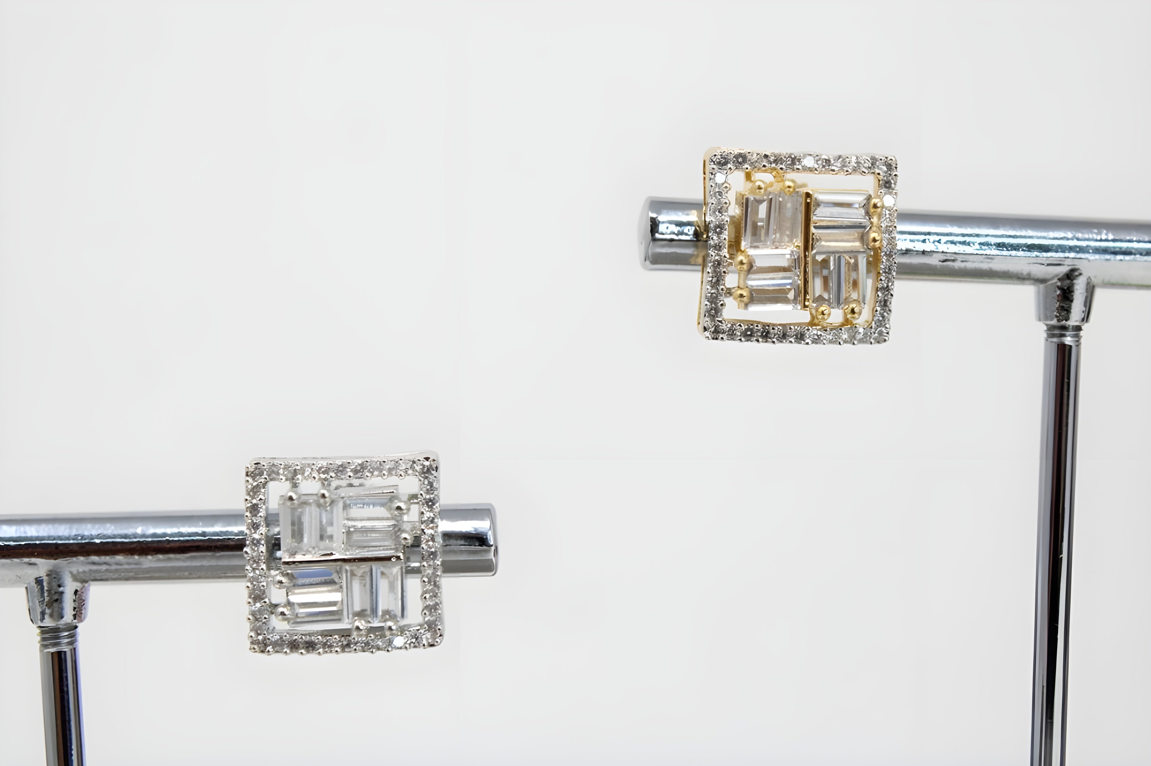 Brilliant Emerald Cut Diamond Stud Earrings