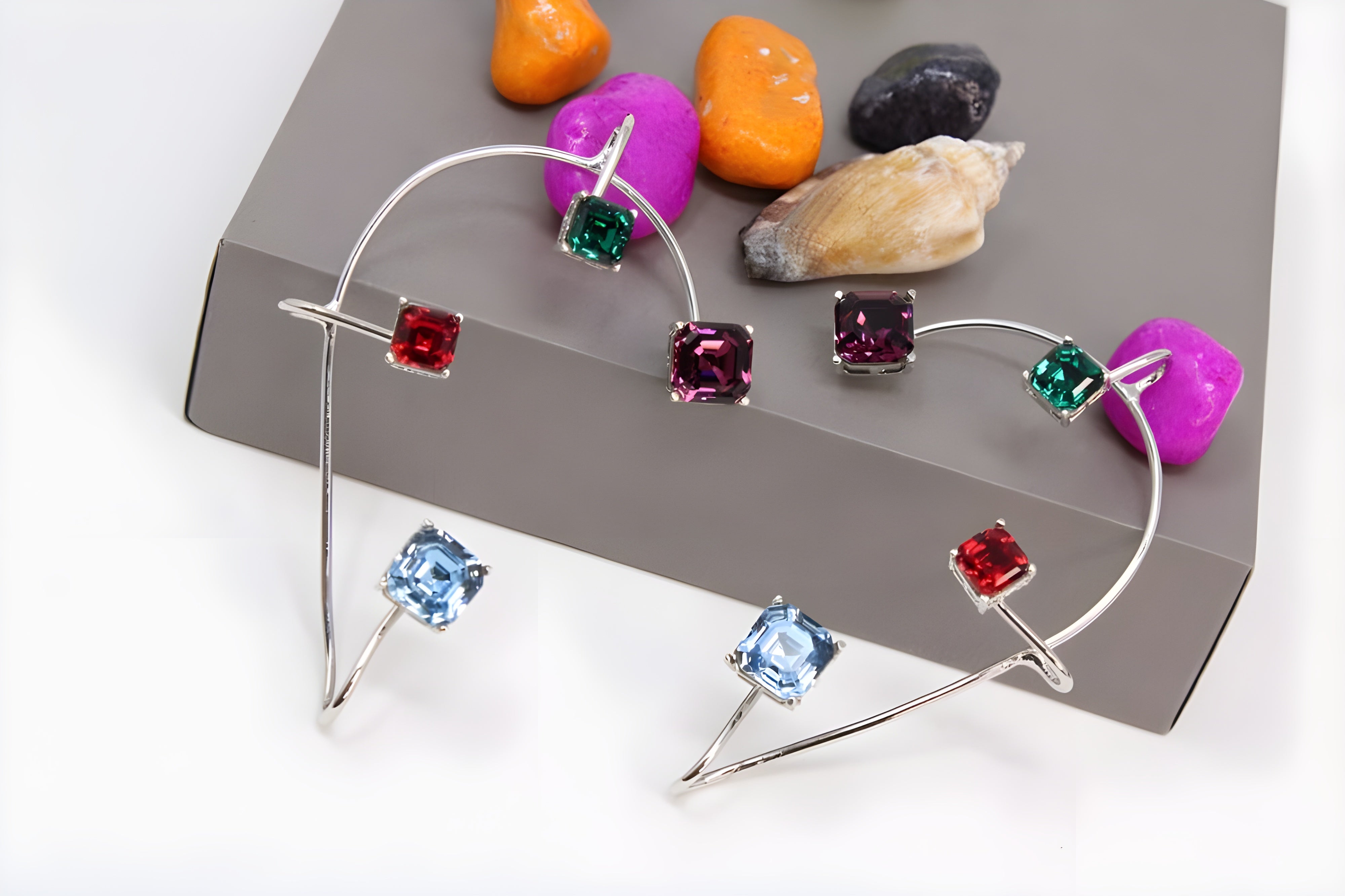 Celestial Sparkle Gemstone Stud Earrings