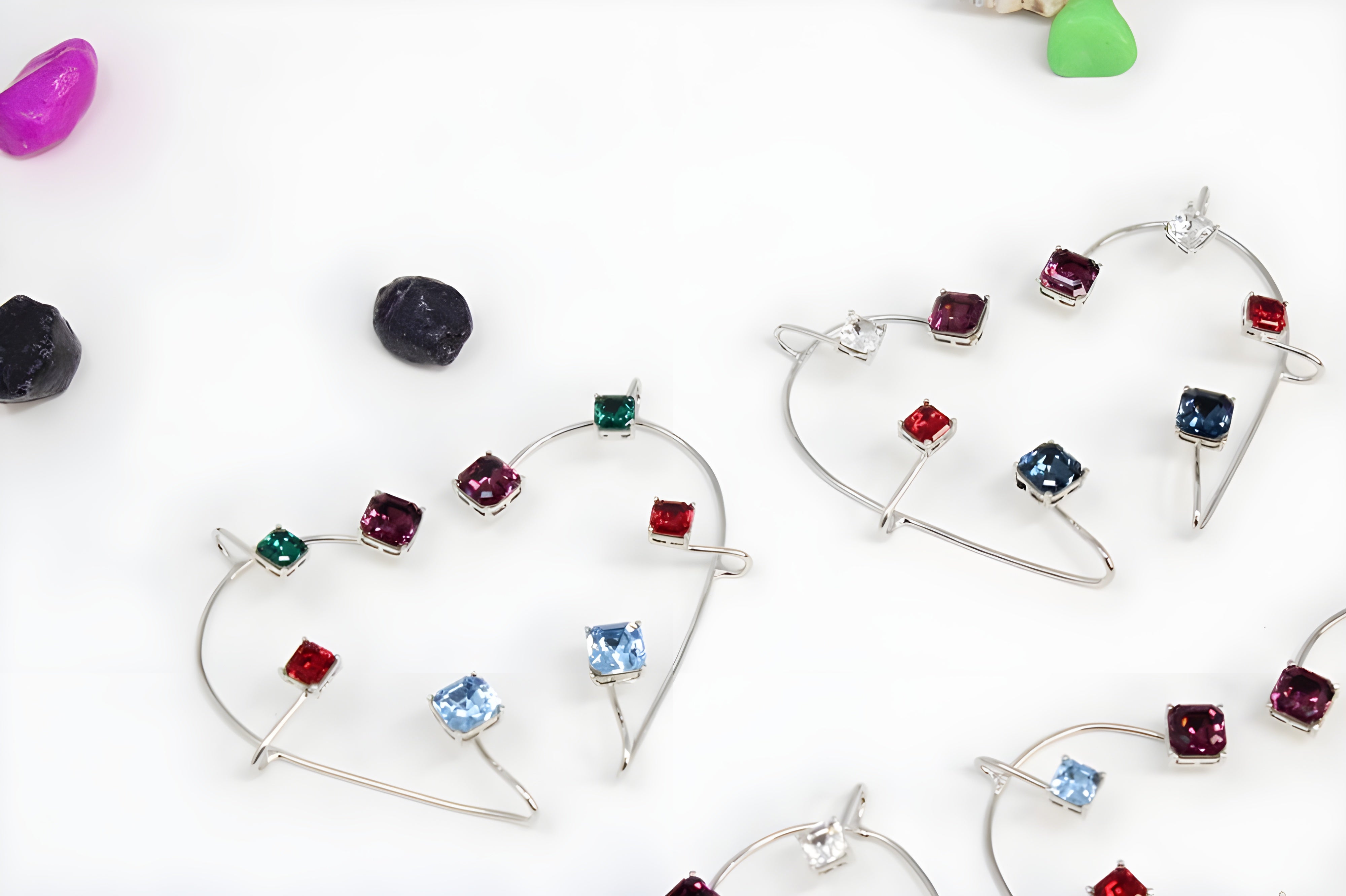 Celestial Sparkle Gemstone Stud Earrings