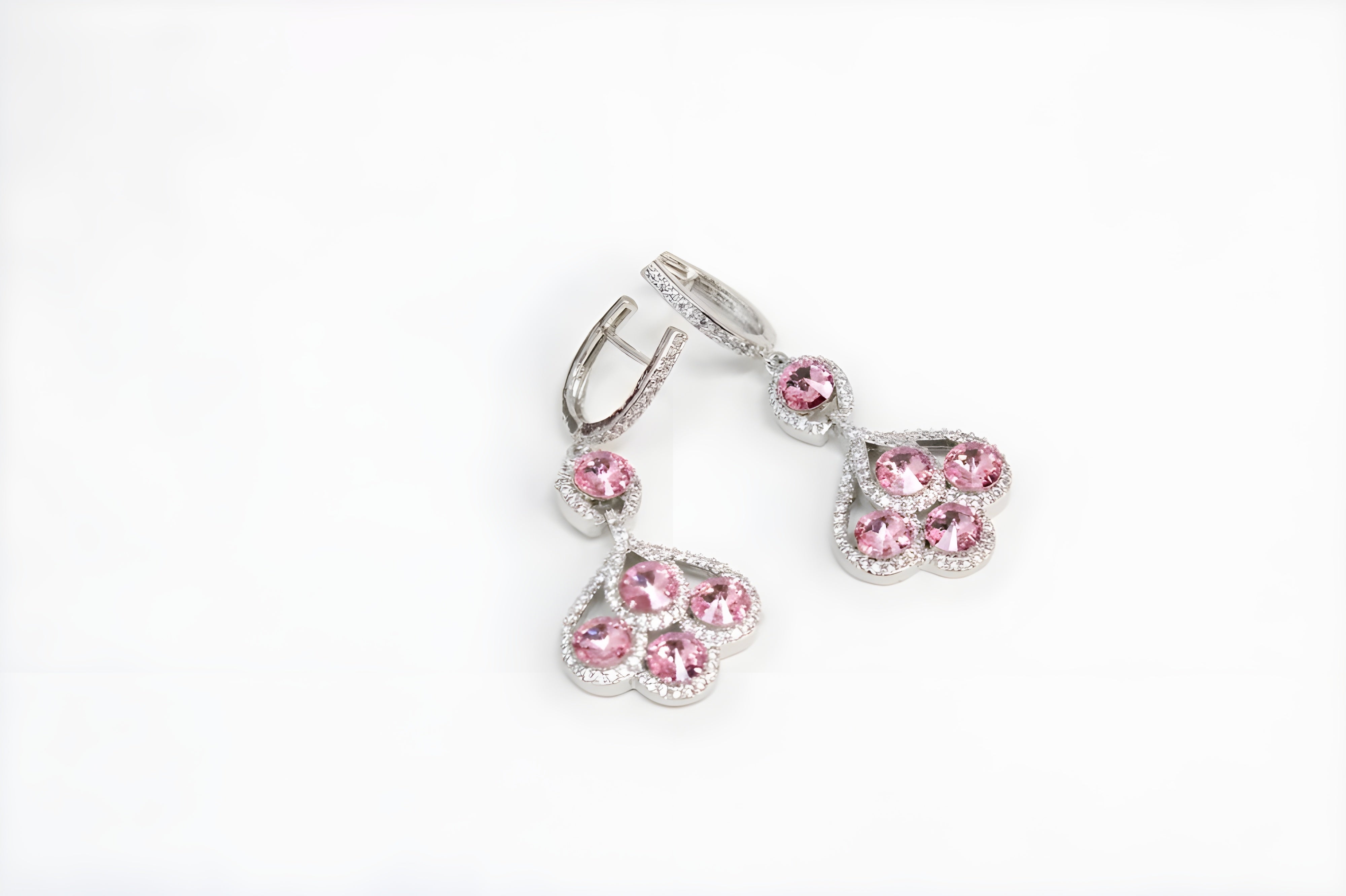 Sparkling Elegance: Morganite and Diamond Halo Drop Earrings