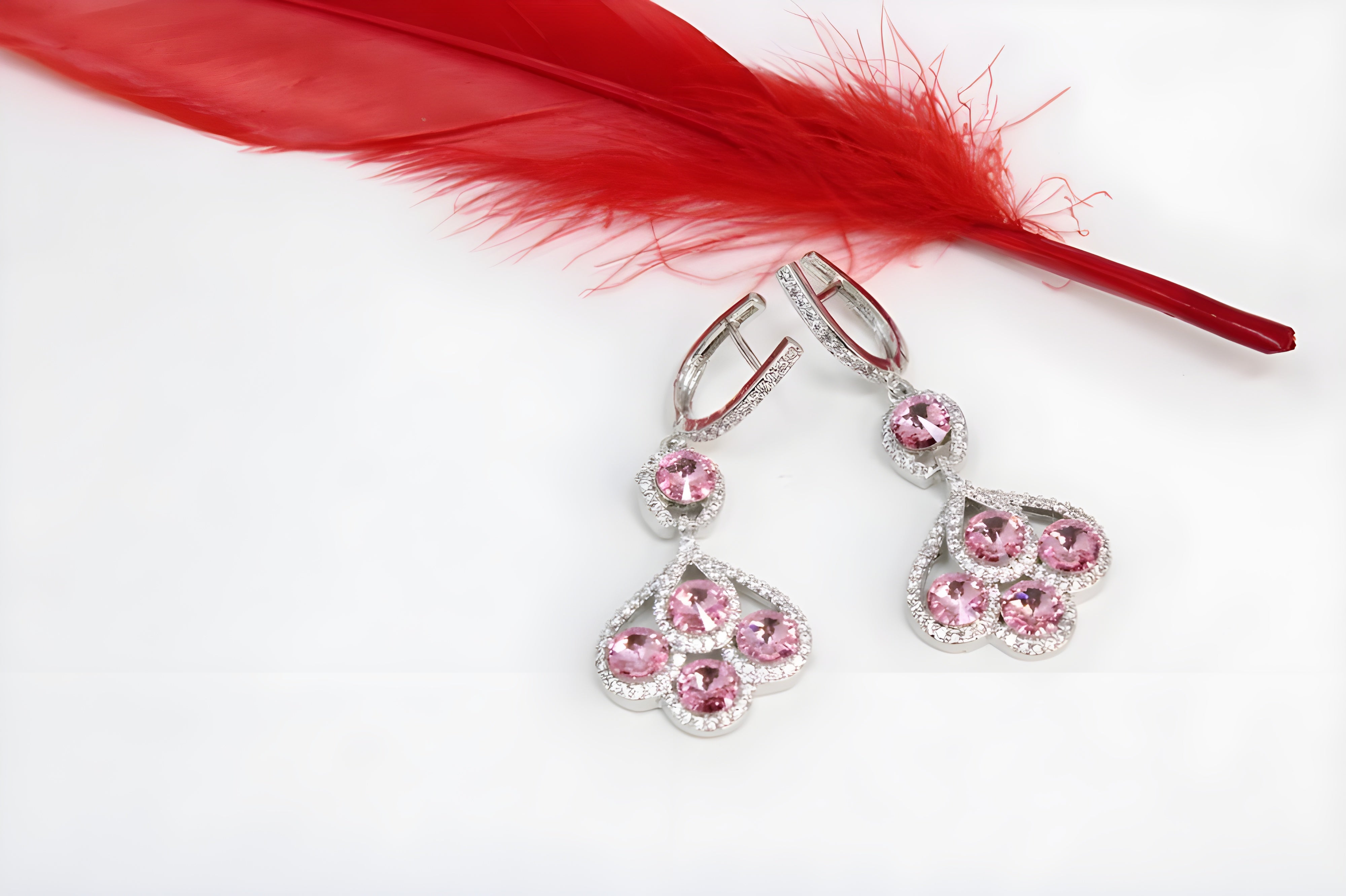 Sparkling Elegance: Morganite and Diamond Halo Drop Earrings