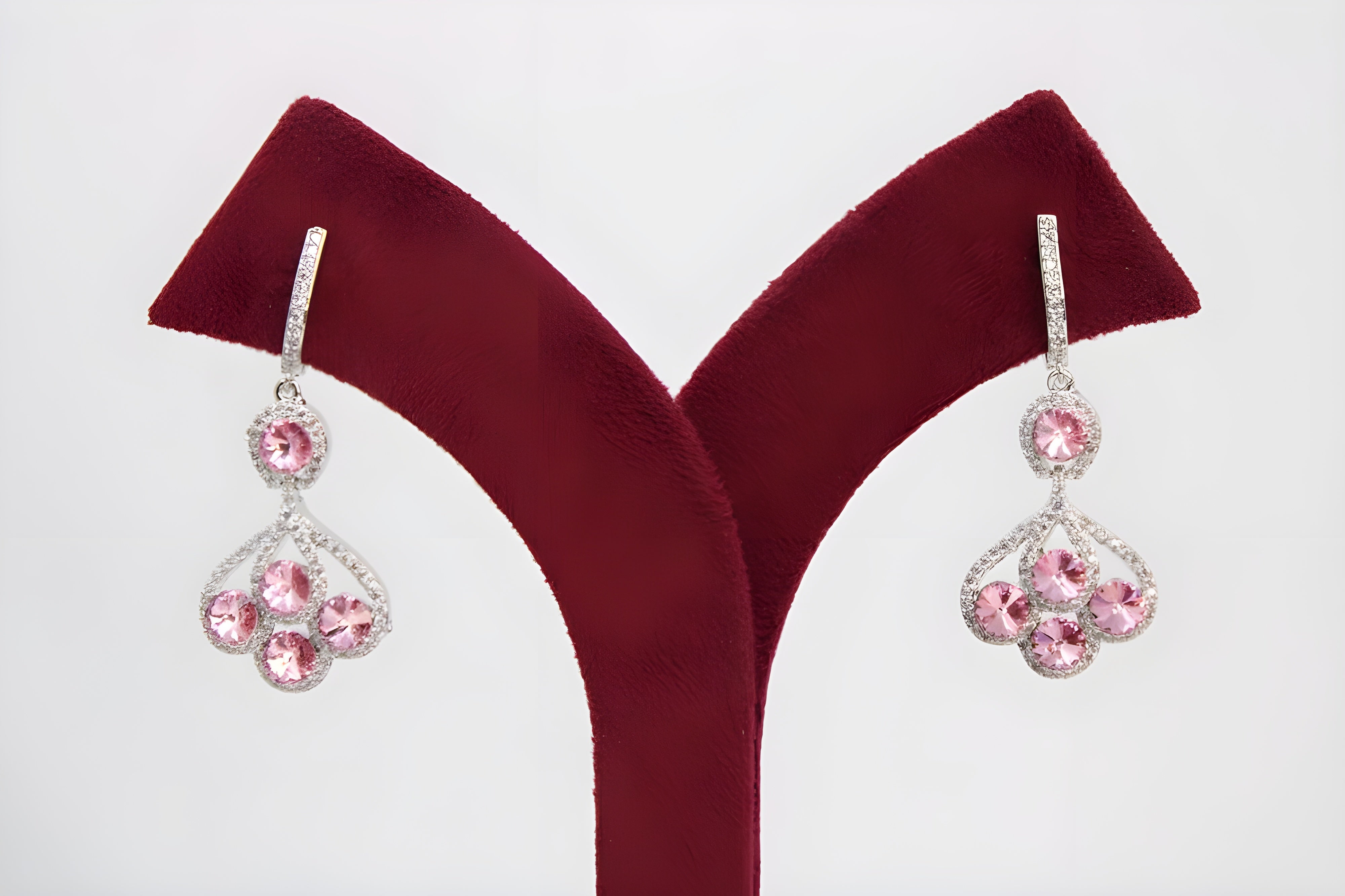 Sparkling Elegance: Morganite and Diamond Halo Drop Earrings