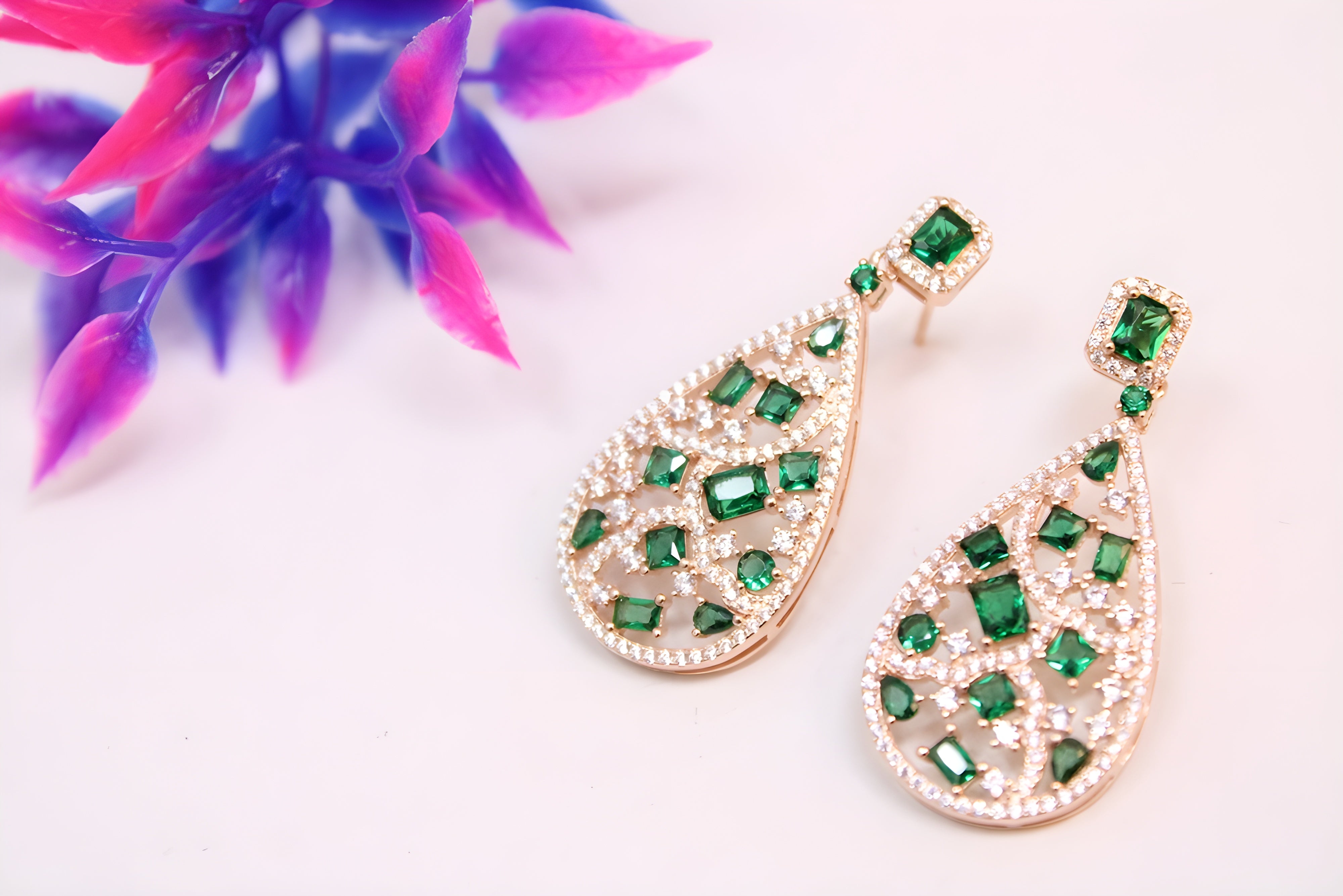 Emerald Glow VeeLux Premium Crystal Earrings