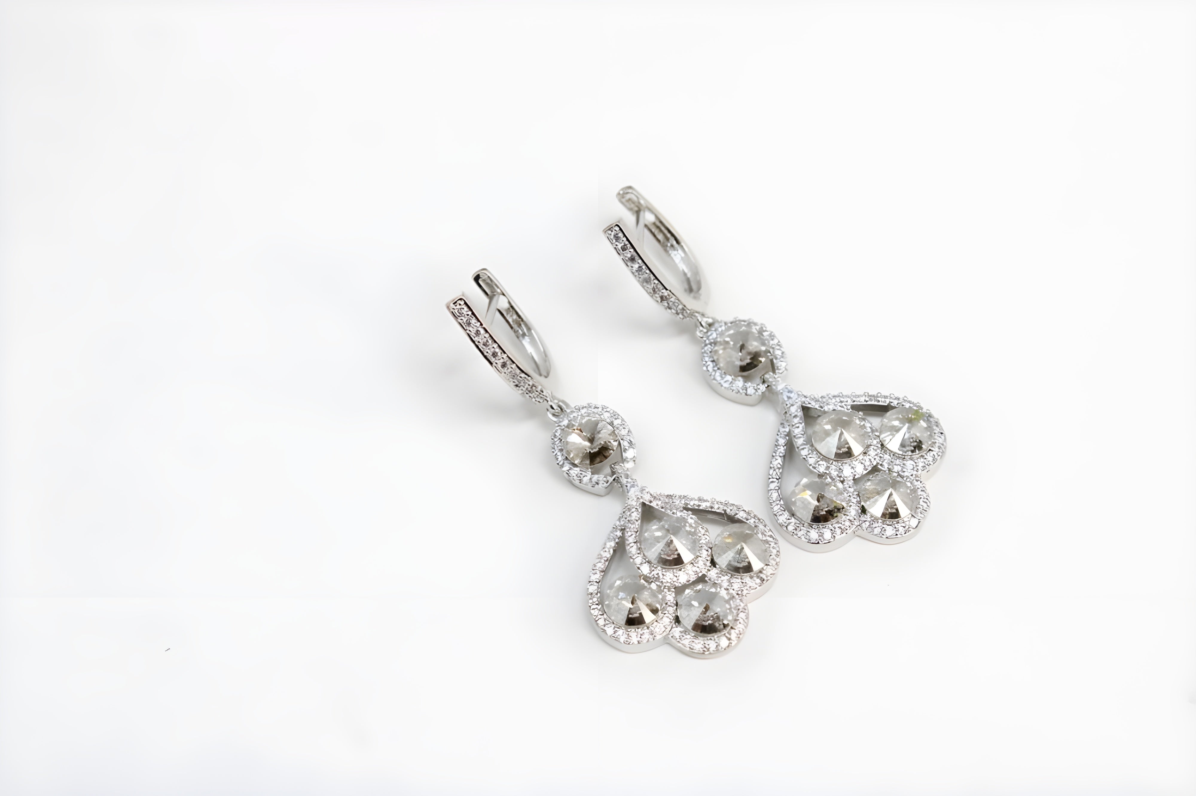 Sparkling Elegance: Morganite and Diamond Halo Drop Earrings