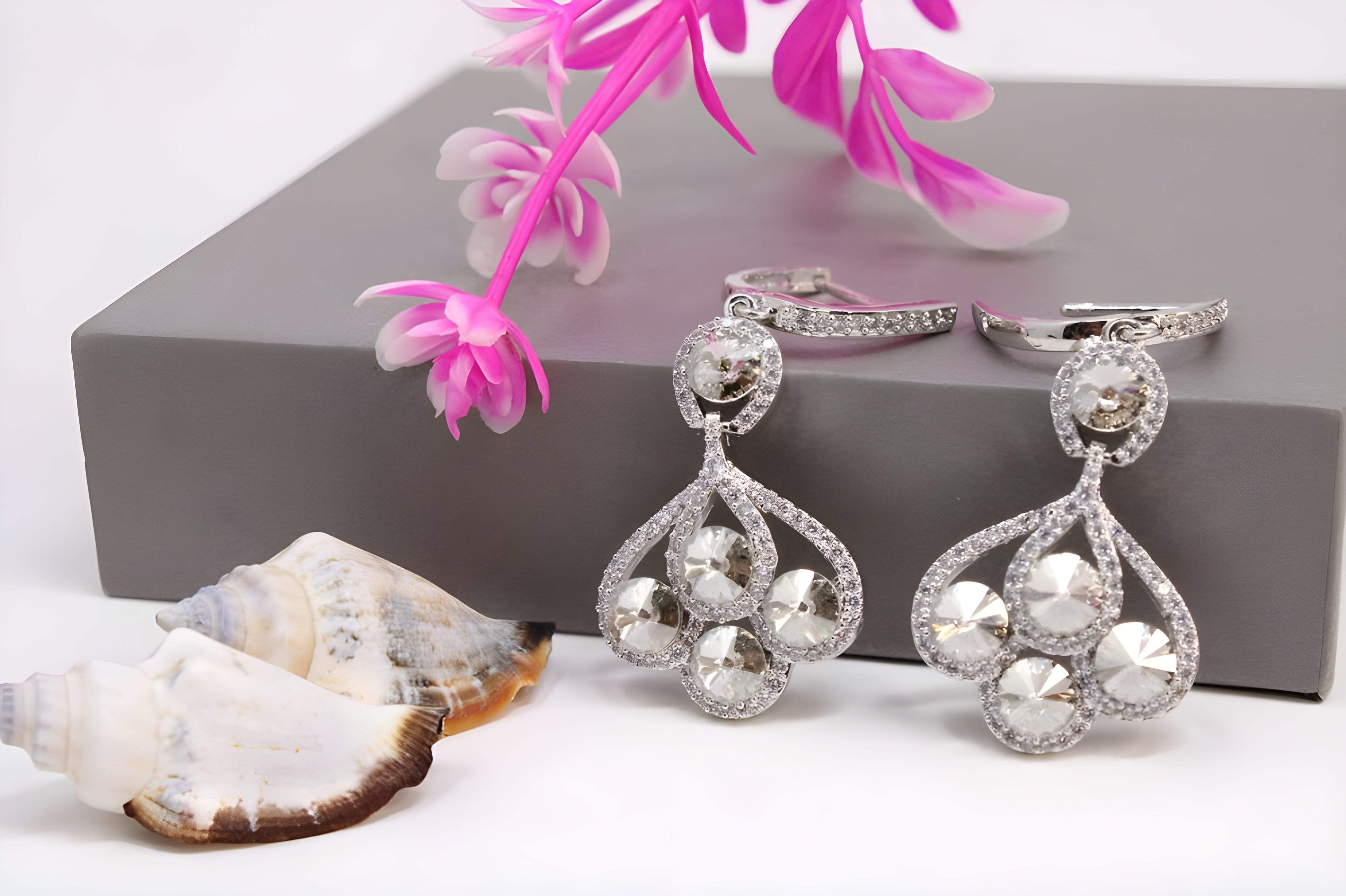 Sparkling Elegance: Morganite and Diamond Halo Drop Earrings