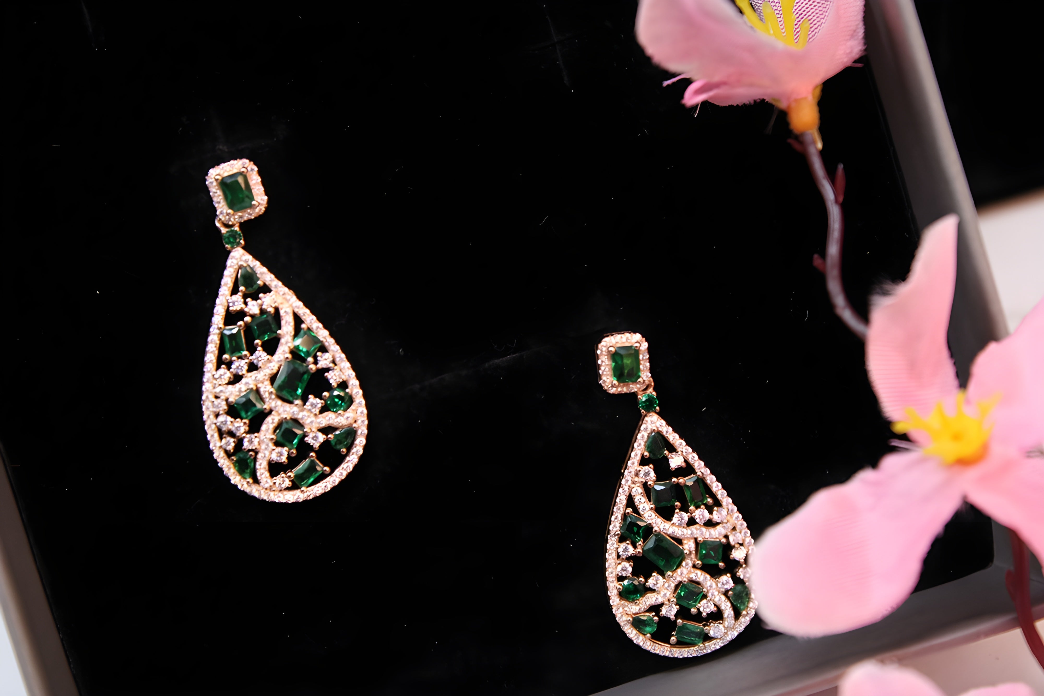 Emerald Glow VeeLux Premium Crystal Earrings