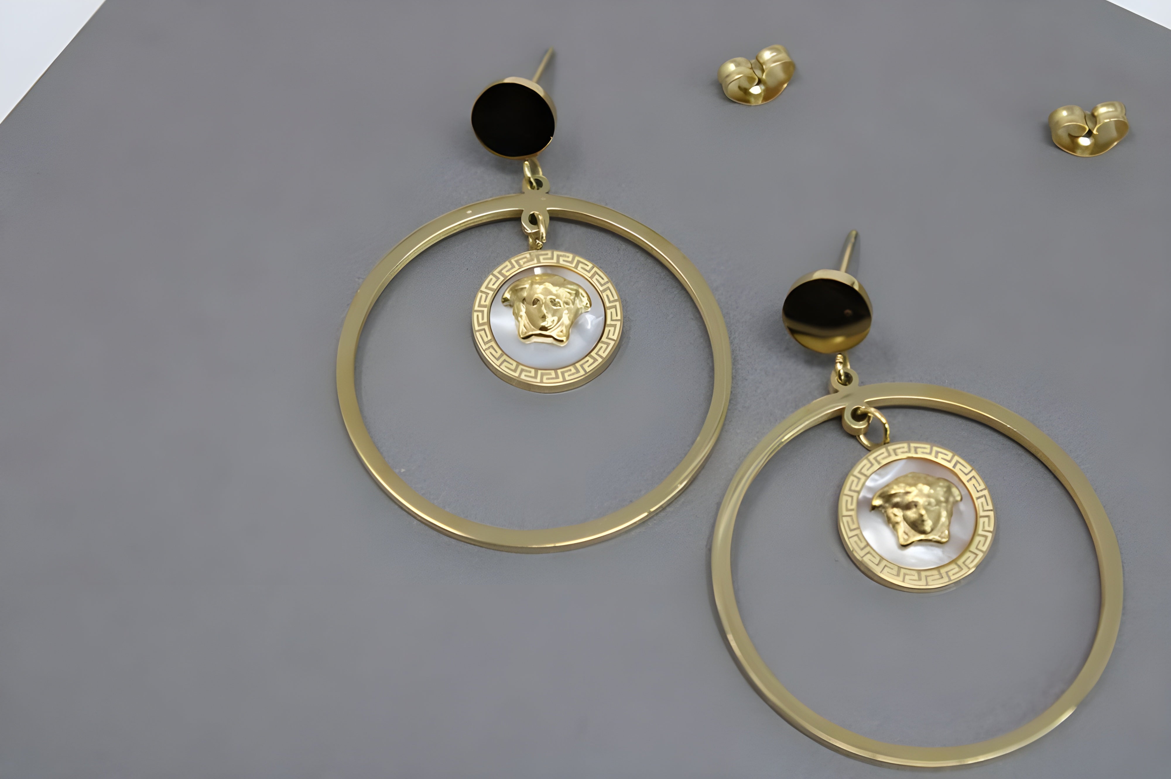 Golden Medusa Mini Hoop Earrings