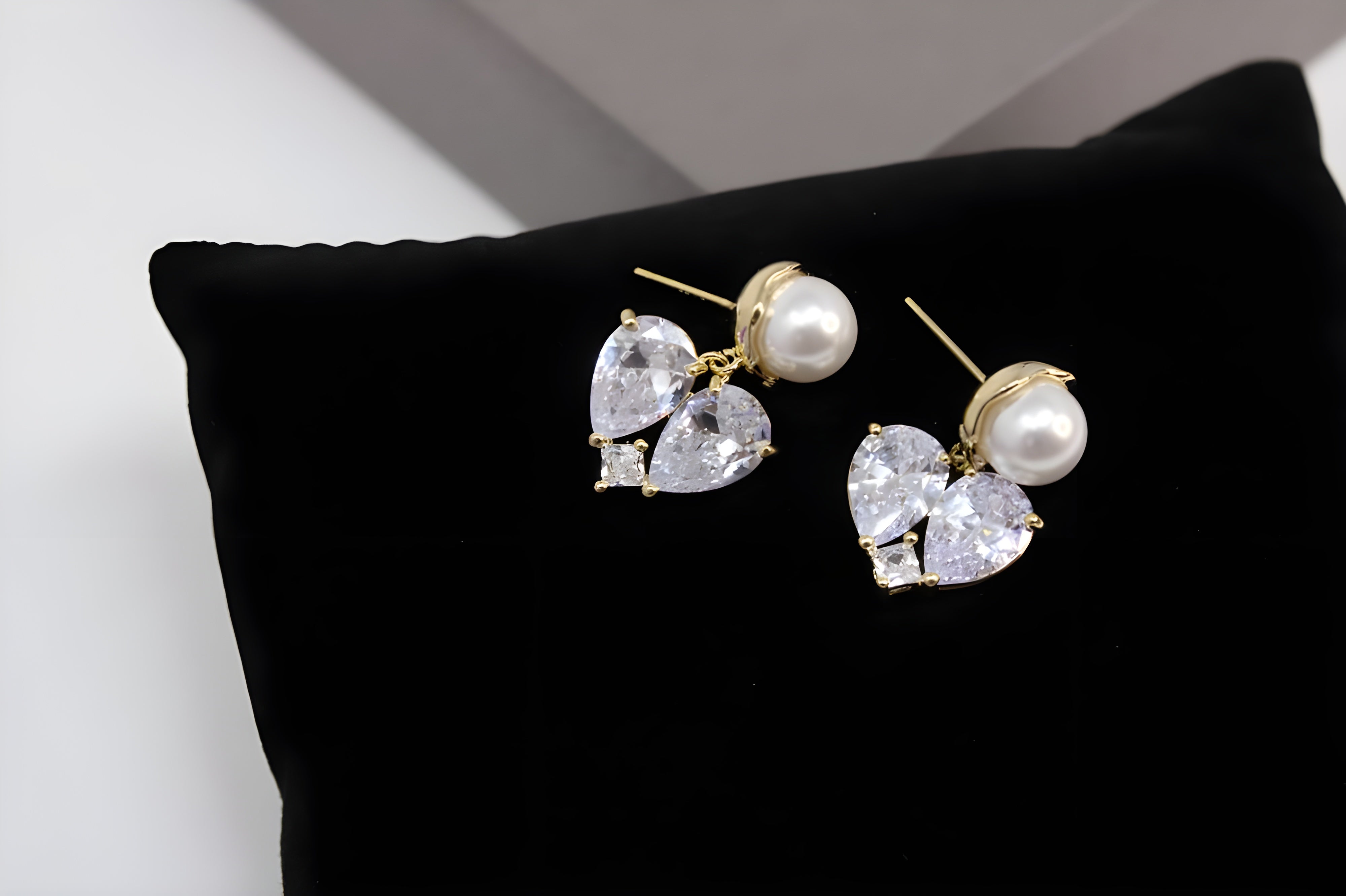 Enchanted Pearl and Diamond Sweetheart Earrings