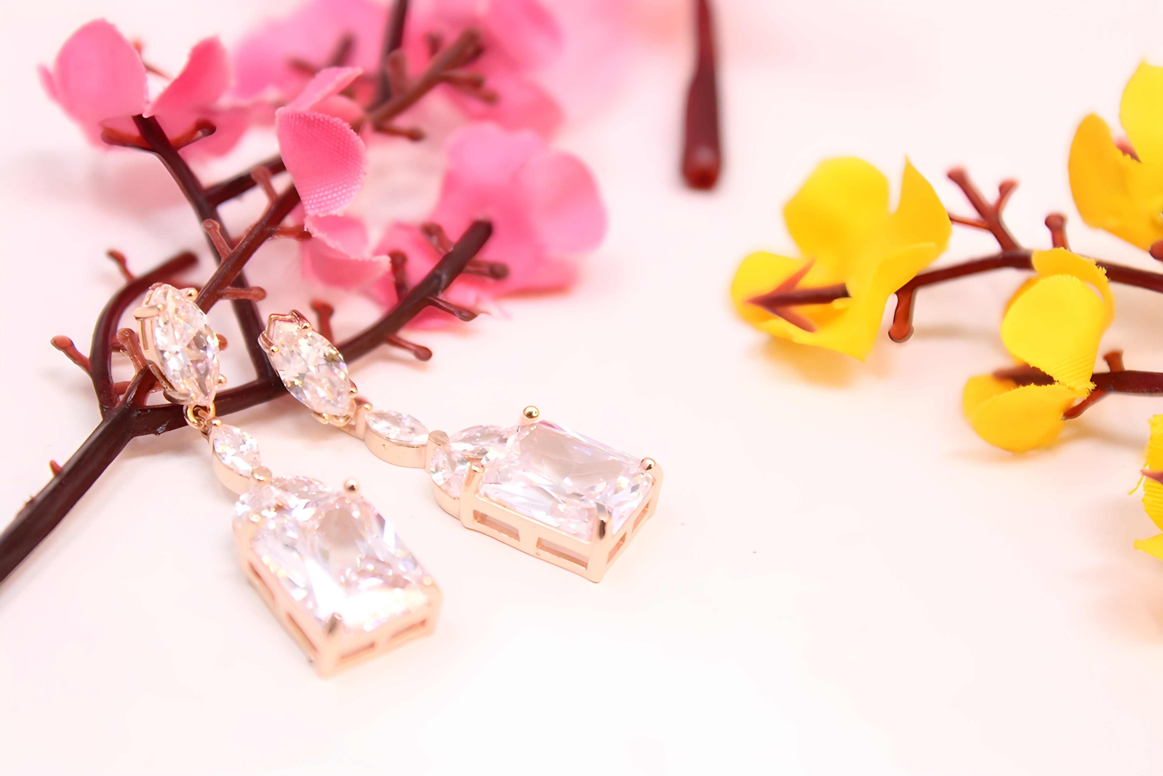 Golden Elegance 92.5 Sterling Silver Swarovski Earrings