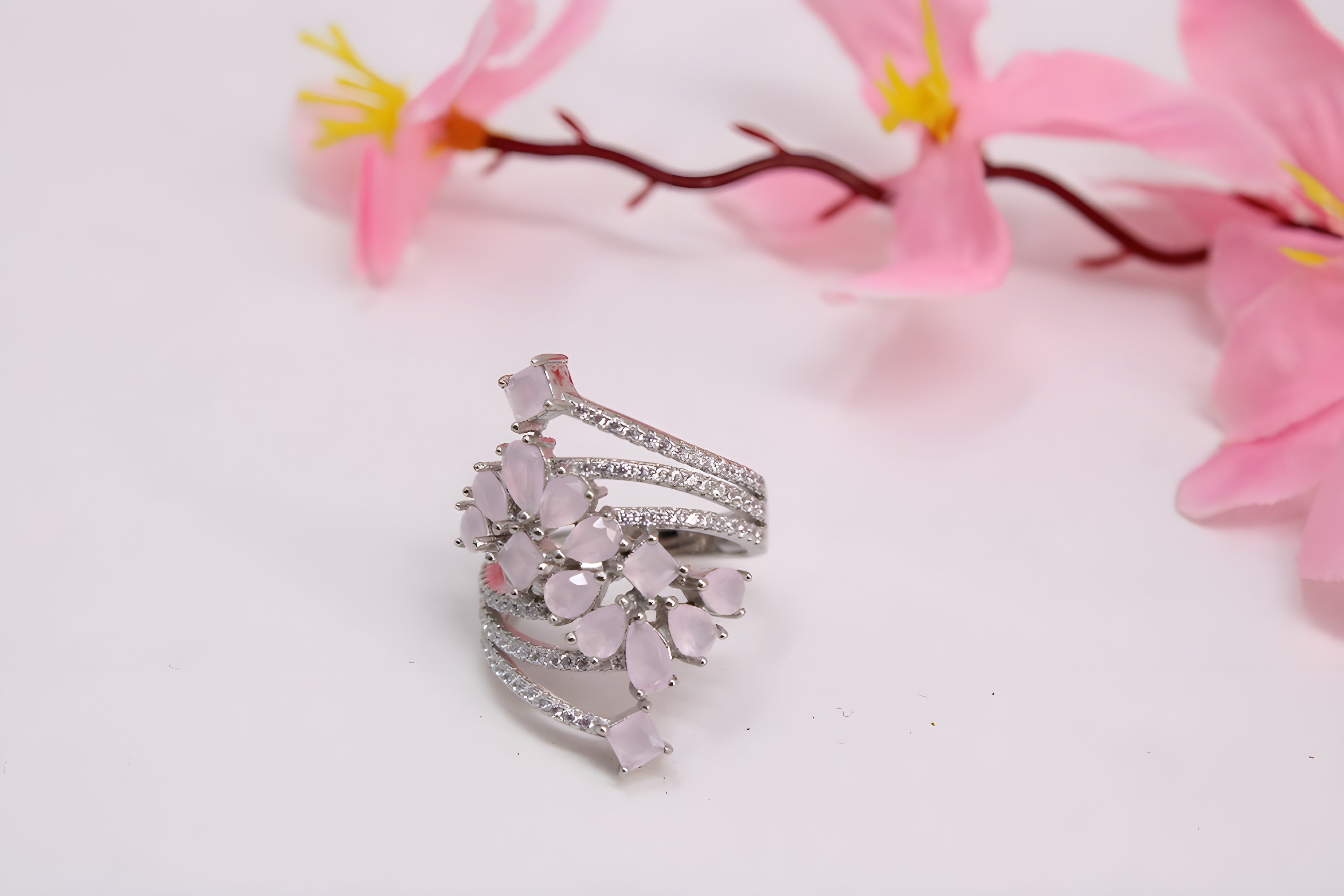 Silver Serenity VeeLux Premium Crystal Sterling Silver Ring