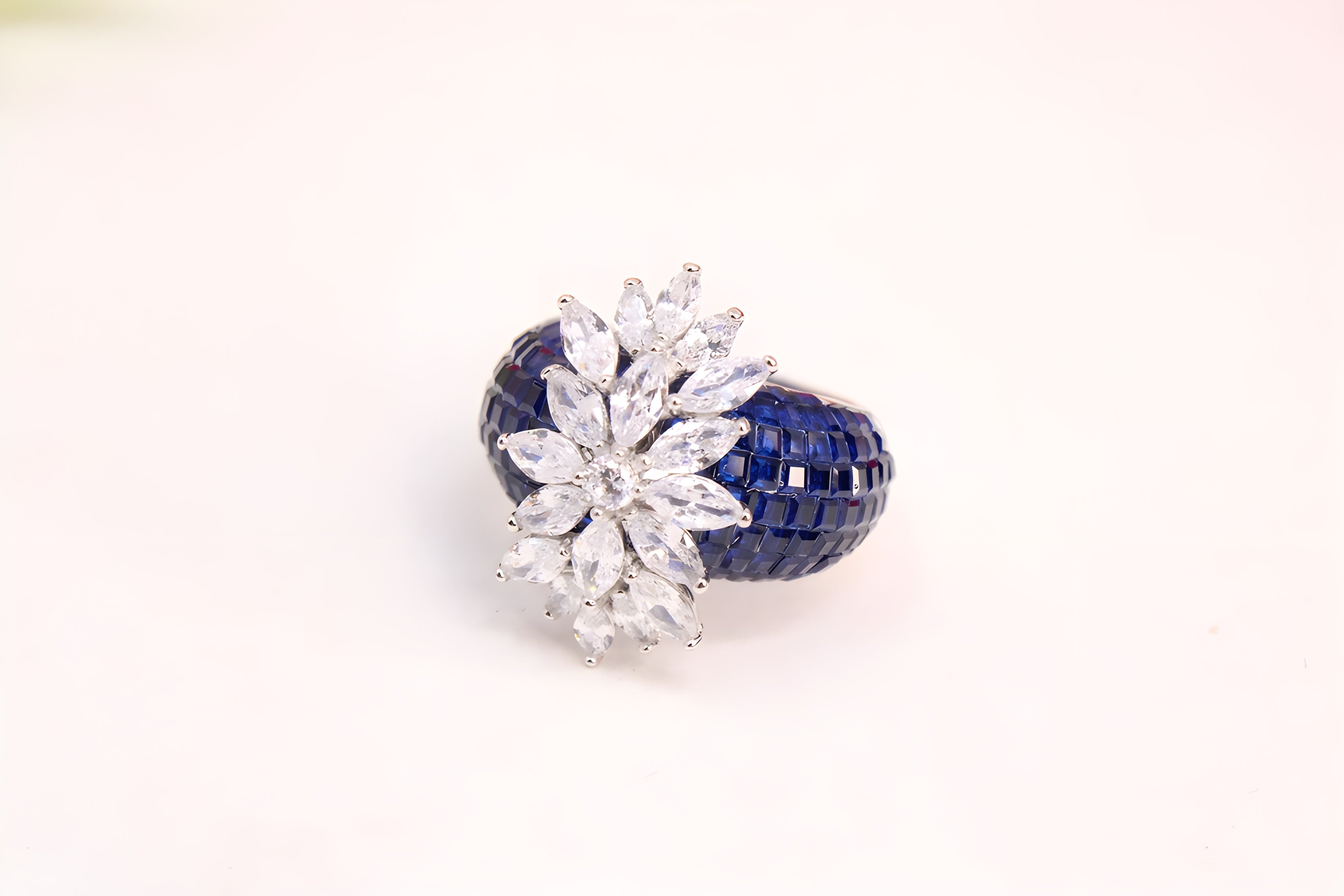 Sapphire Blossom Sterling Silver Ring