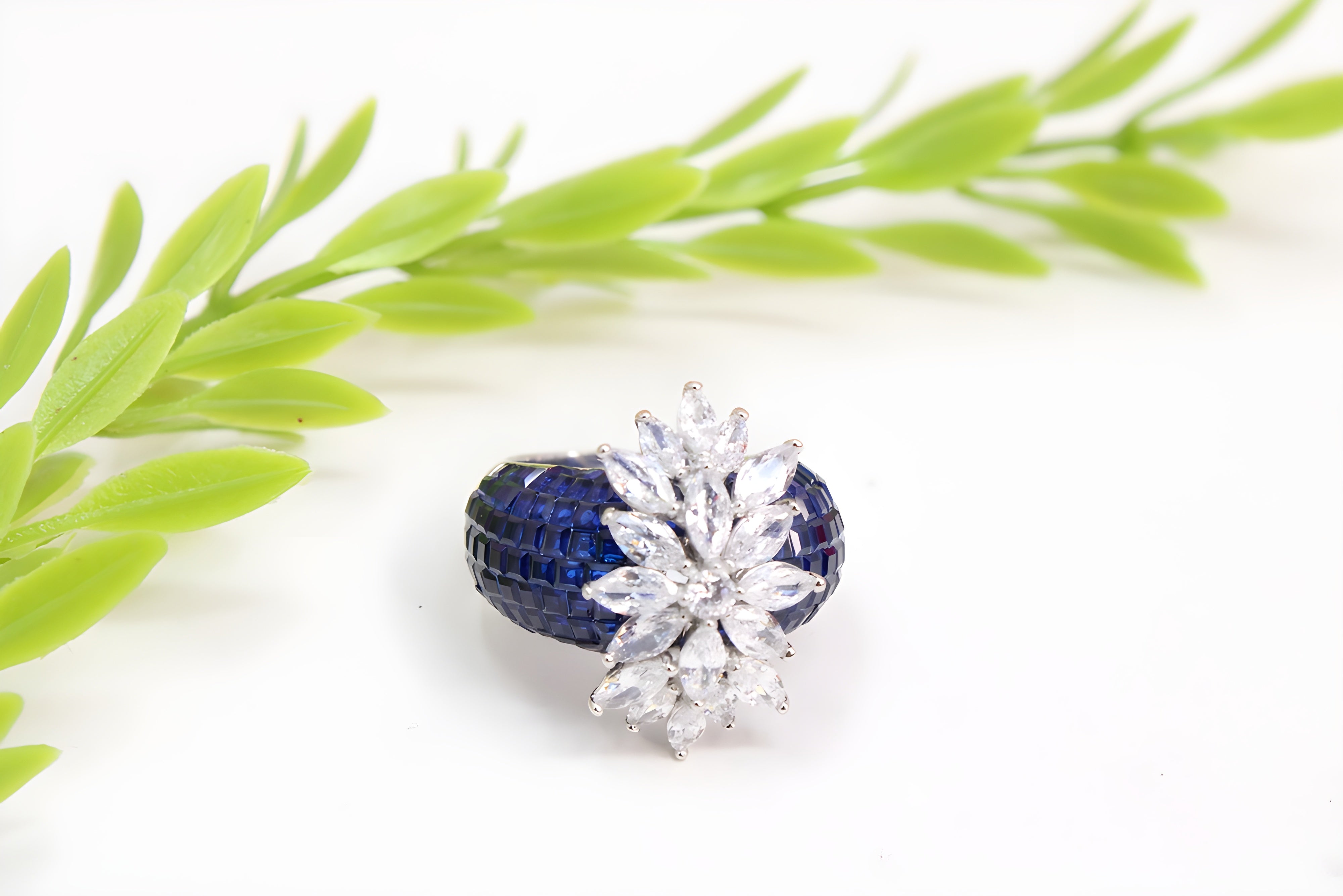 Sapphire Blossom Sterling Silver Ring