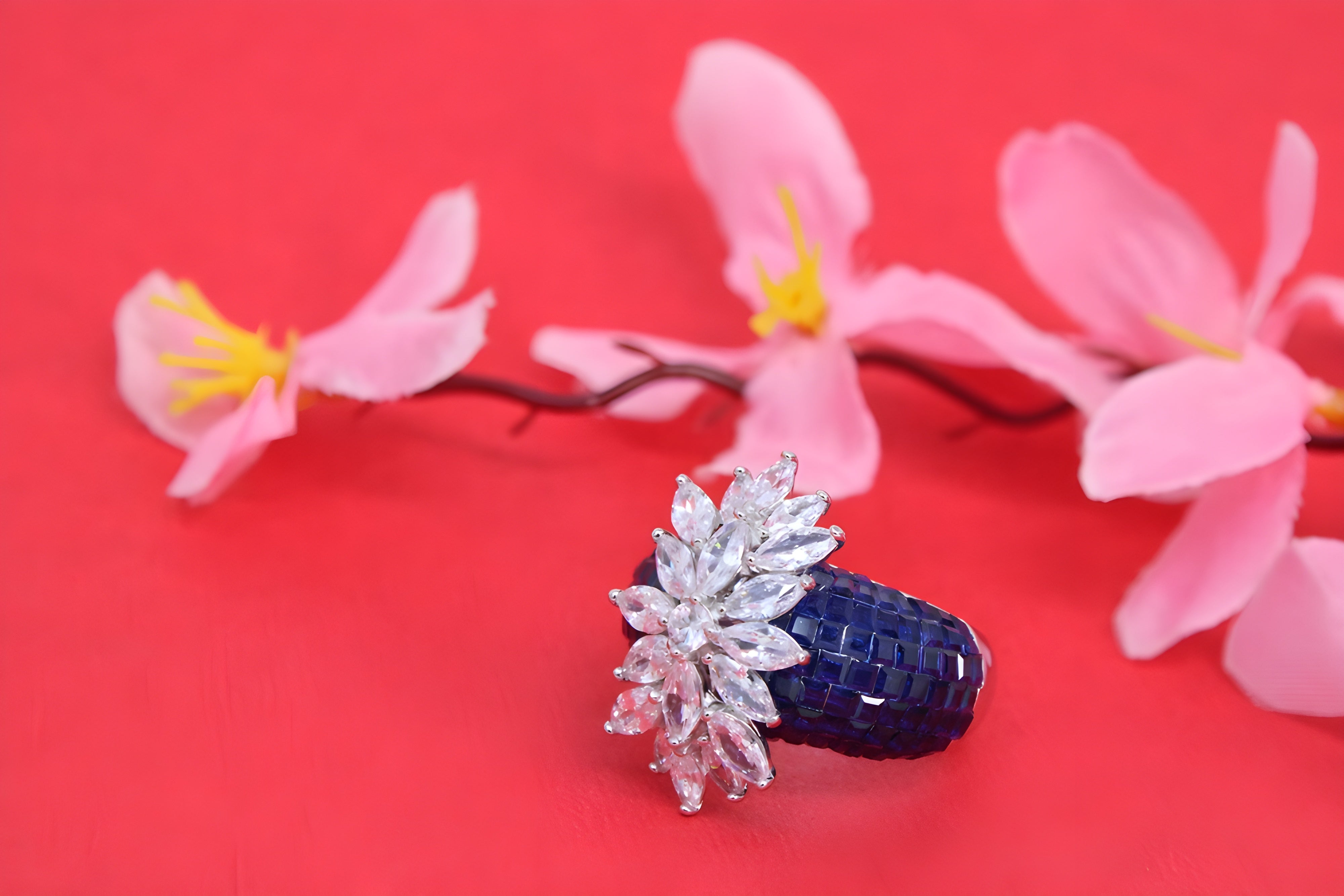 Sapphire Blossom Sterling Silver Ring