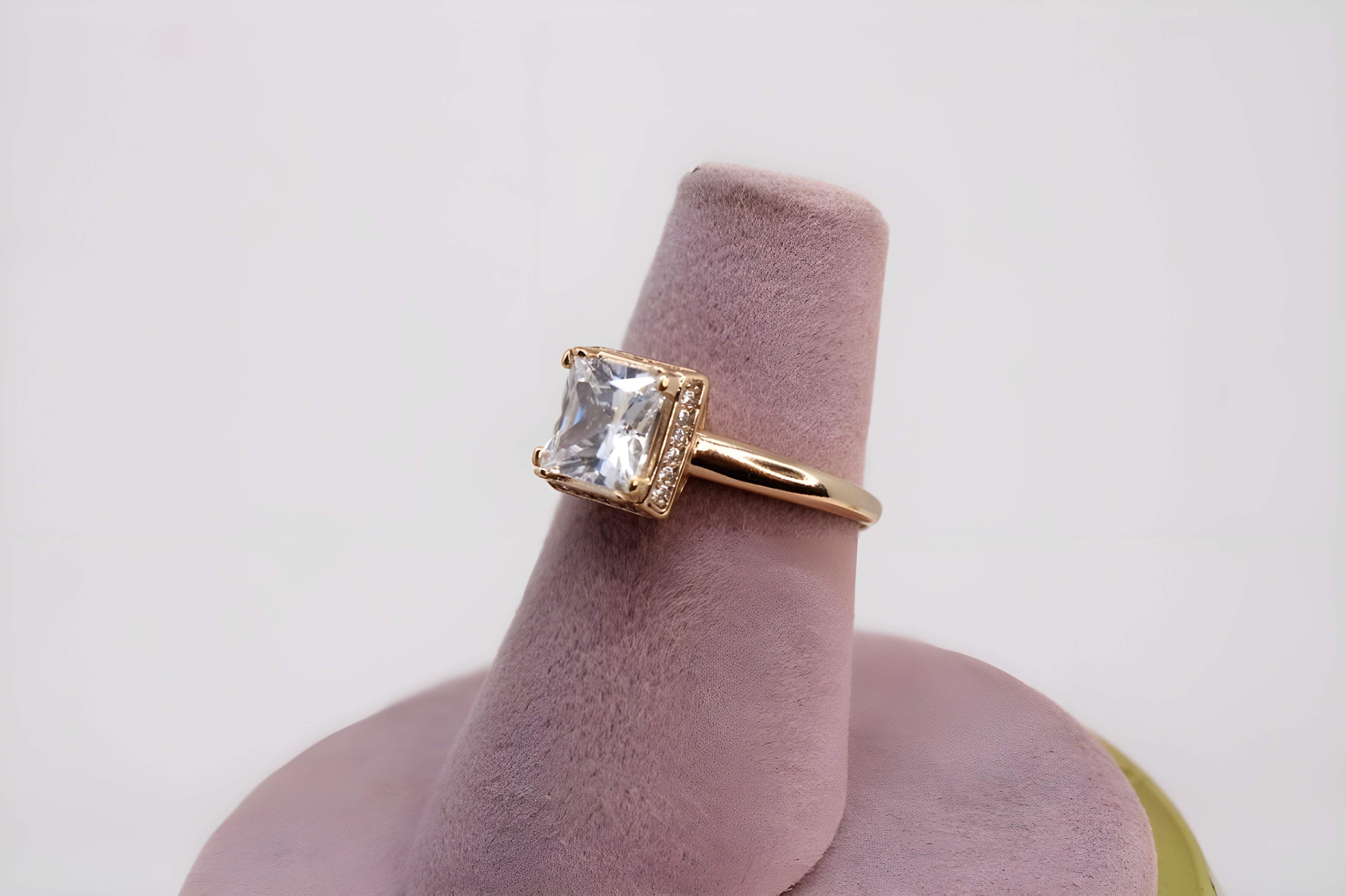 Golden Solitaire Crystal Ring