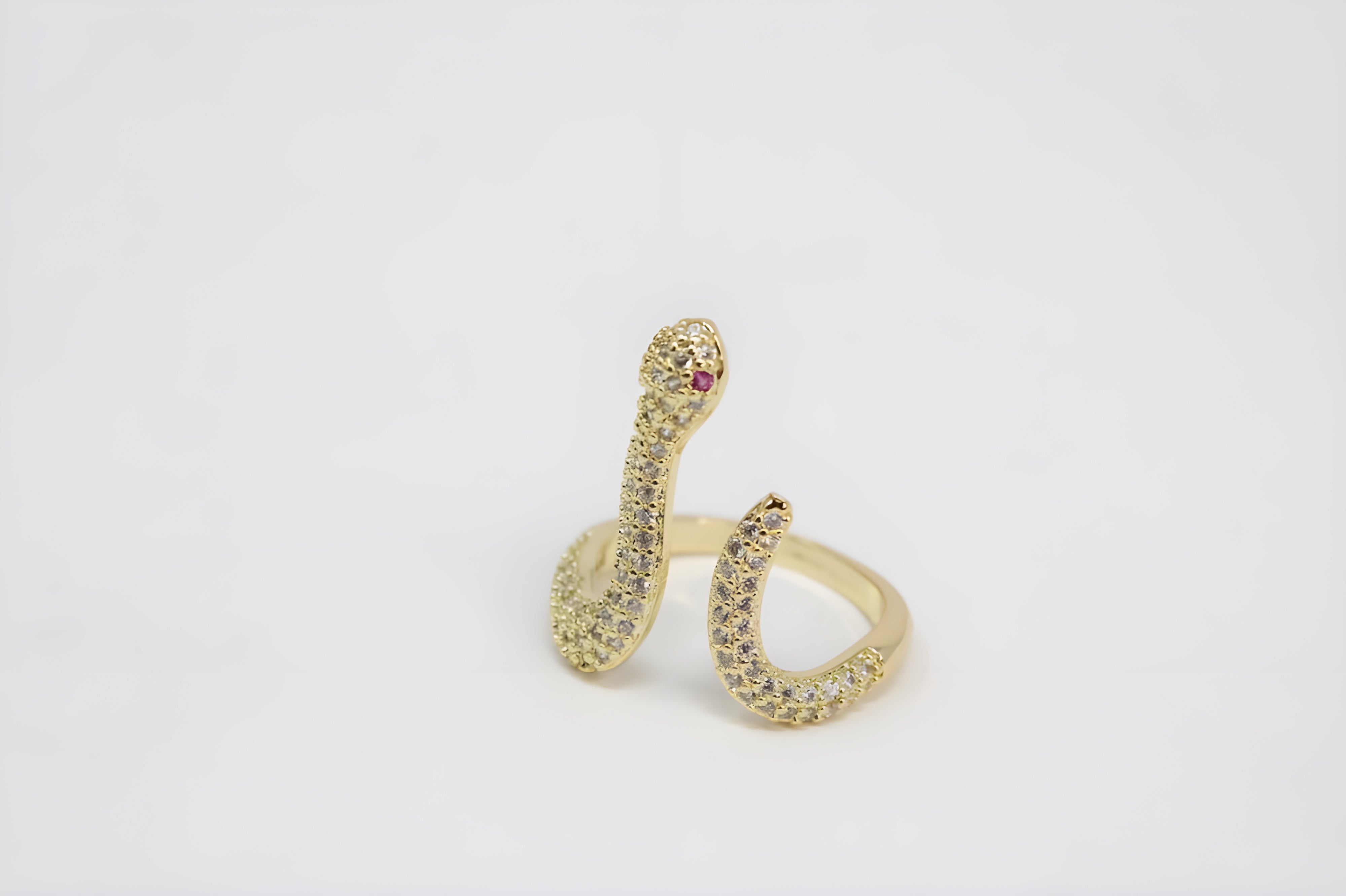 Golden & Silver Serpent Crystal Ring