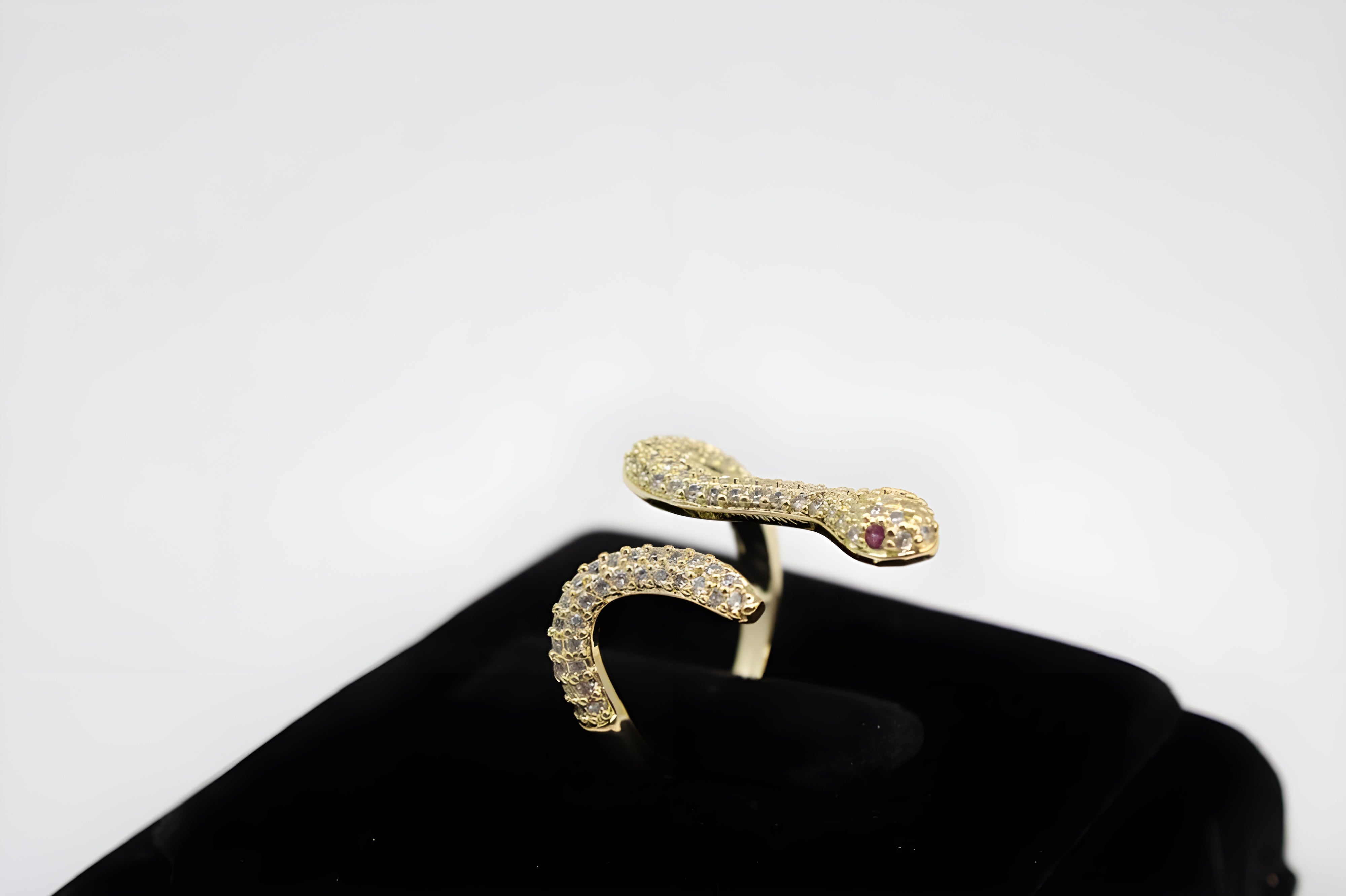 Golden & Silver Serpent Crystal Ring