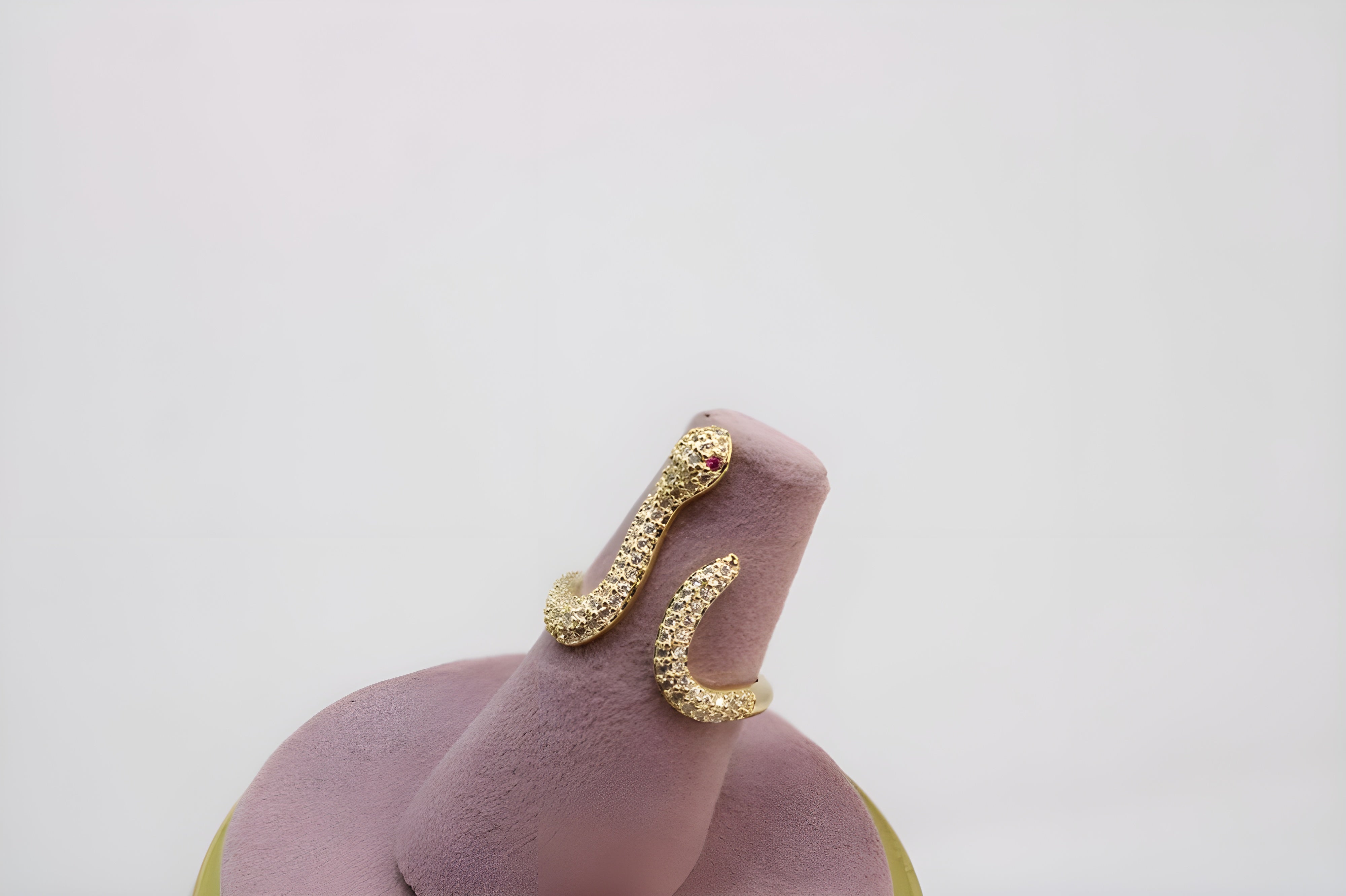 Golden & Silver Serpent Crystal Ring