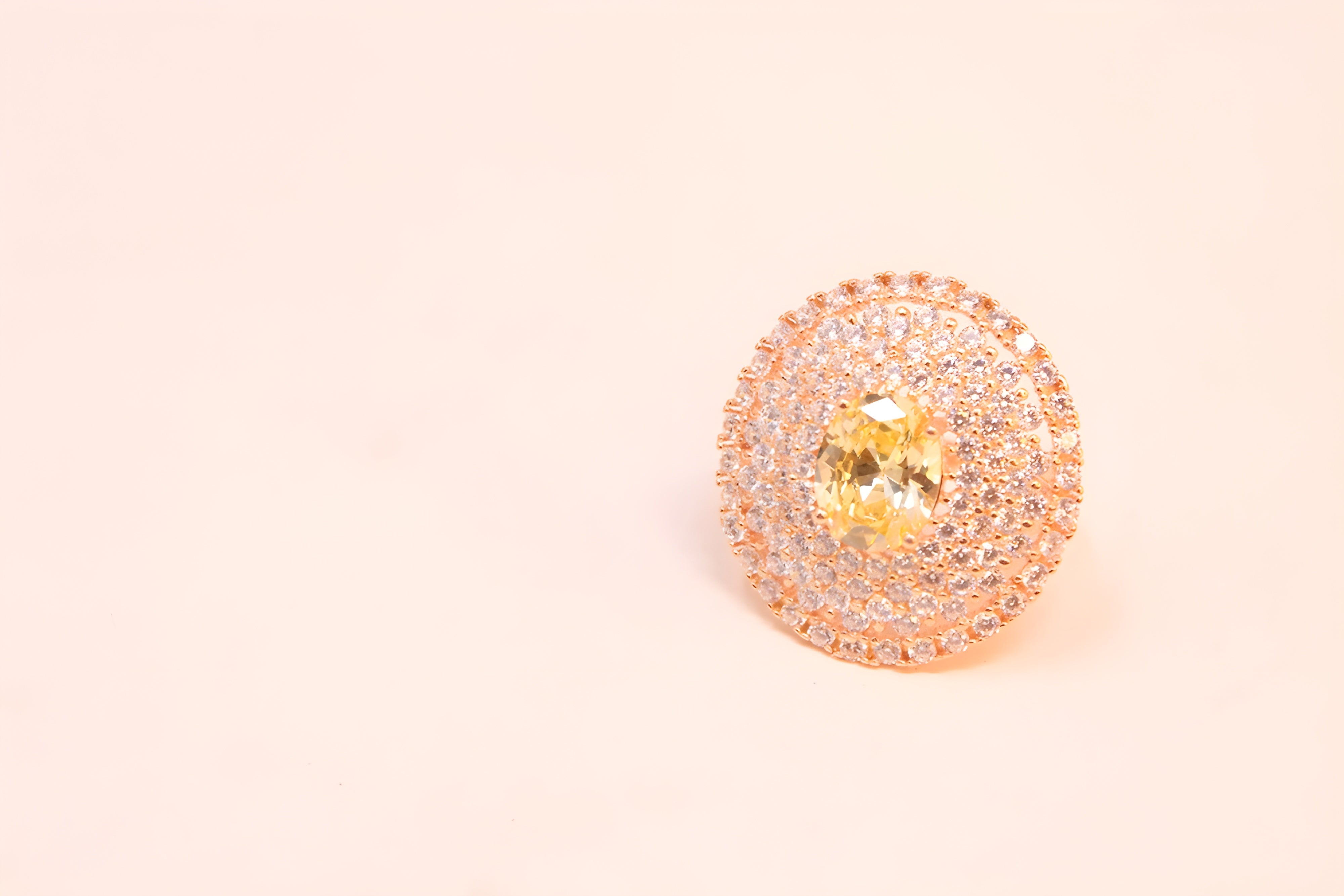 Copper Gold Blossom VeeLux Premium Crystal Ring