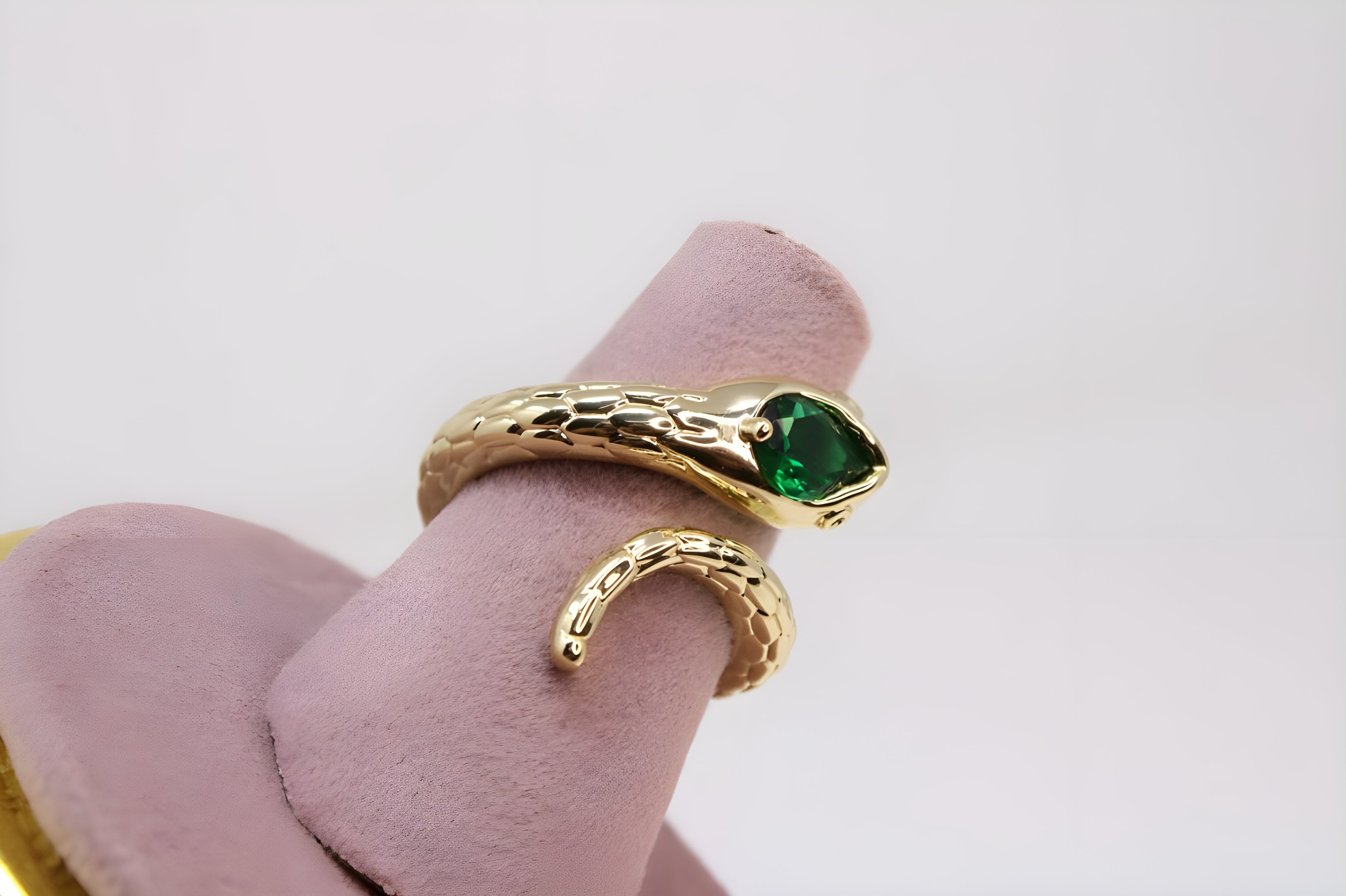 Emerald & Diamond Serpent Crystal Ring