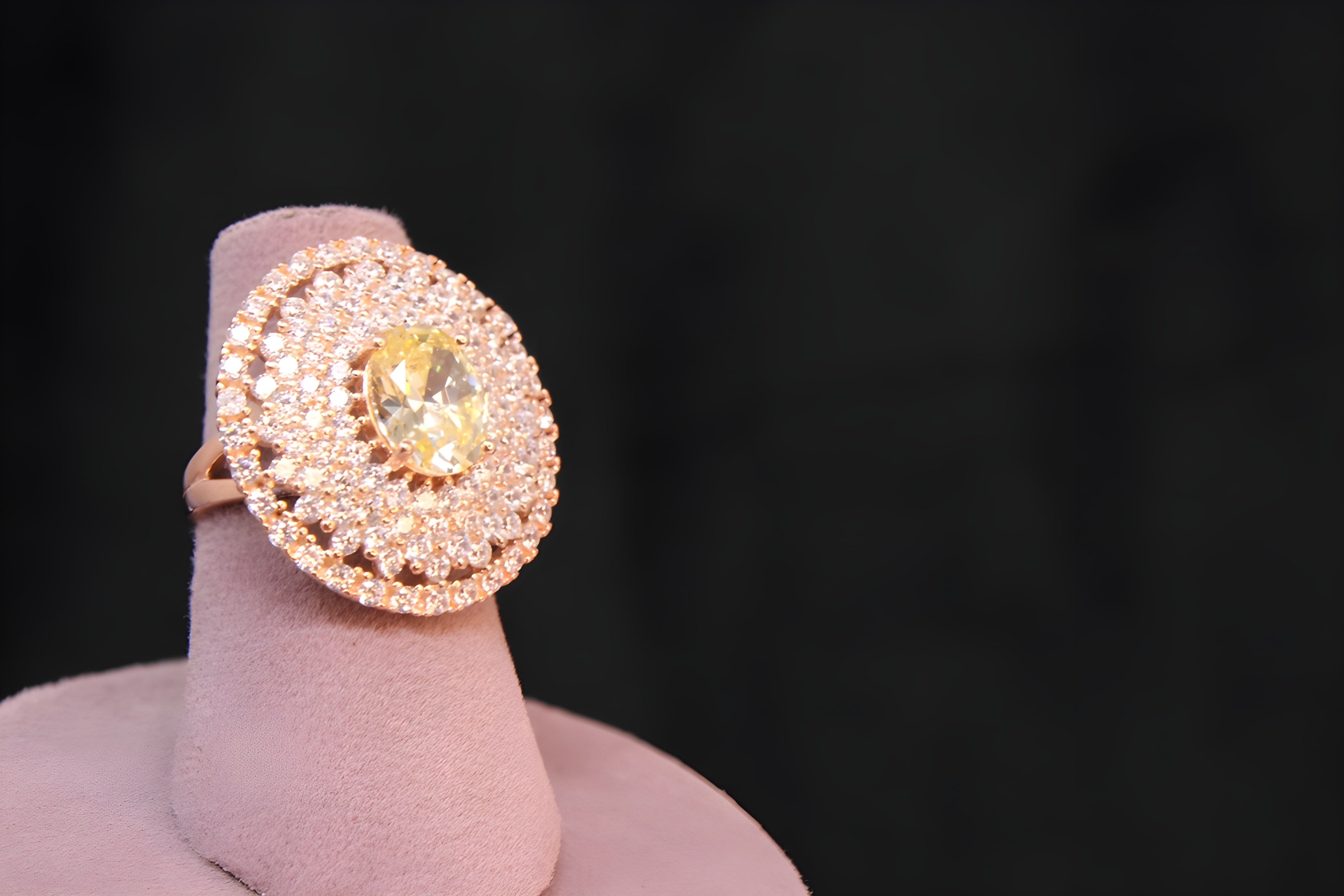 Copper Gold Blossom VeeLux Premium Crystal Ring