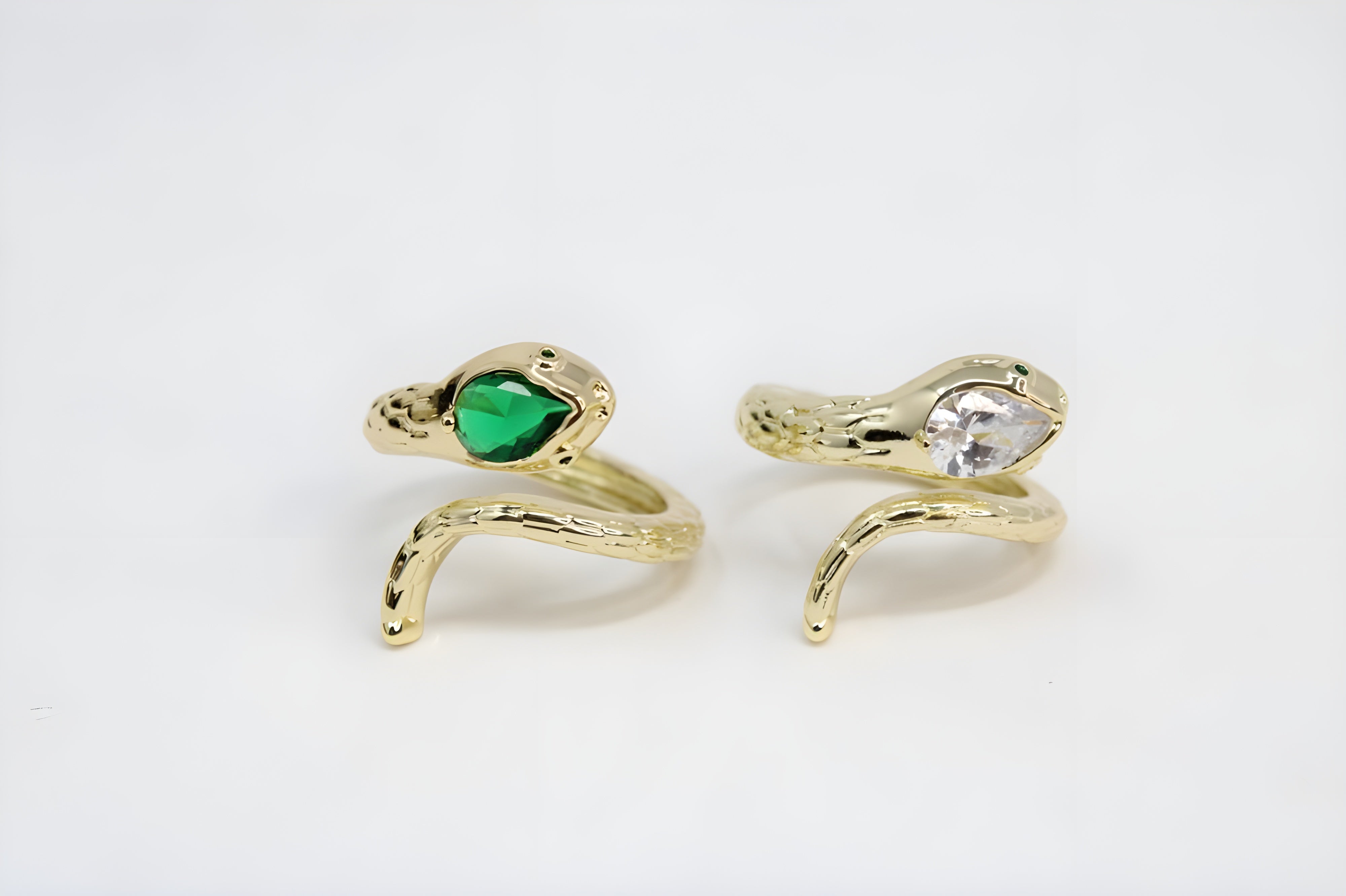 Emerald & Diamond Serpent Crystal Ring