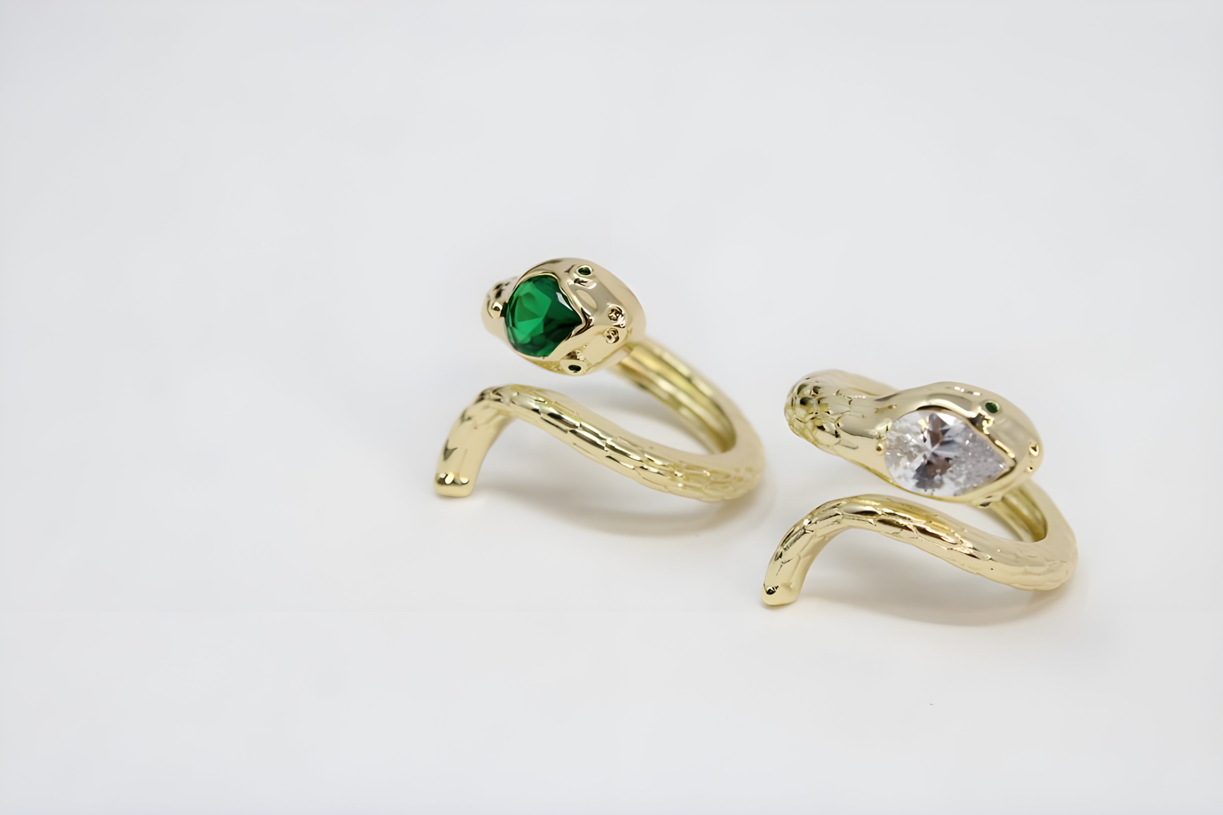 Emerald & Diamond Serpent Crystal Ring