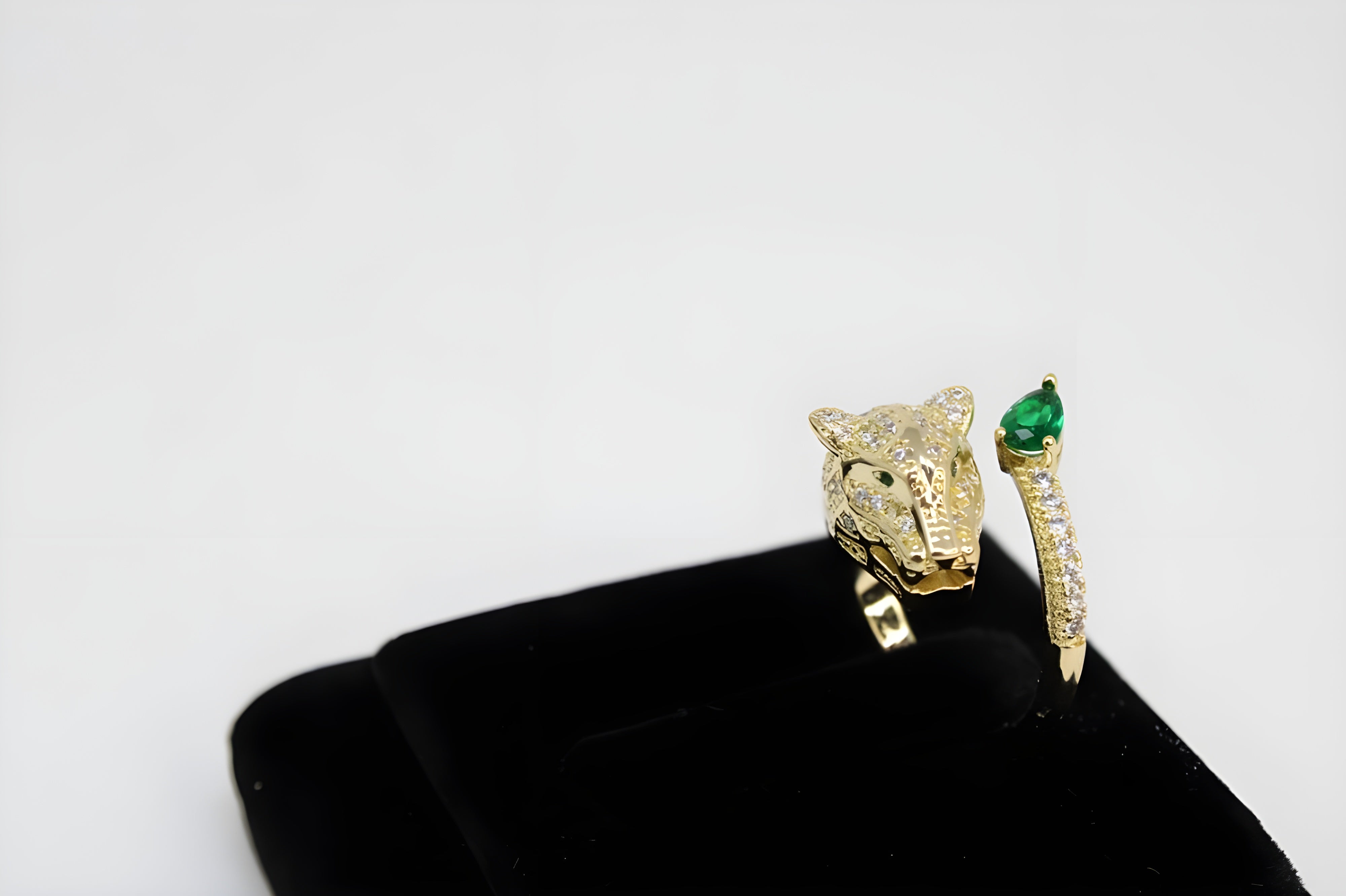 Golden & Silver Tiger Crystal Ring